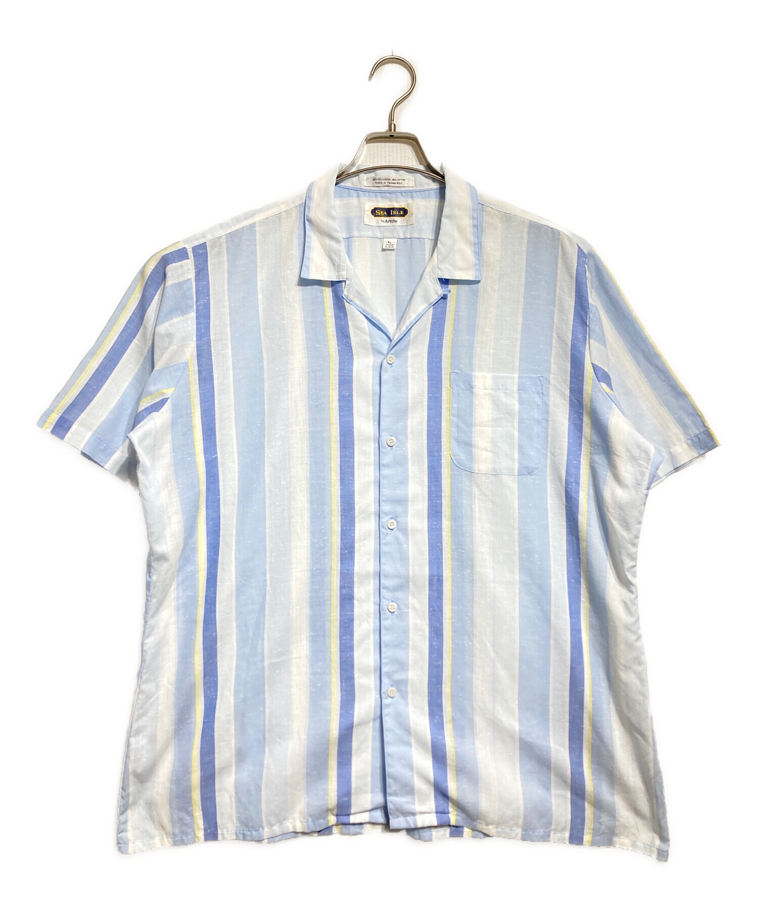 vintage 70s 80s ARROW シアー アロハシャツ 半袖 白 中古・古着通販】ARROW (アロー) ヴィンテージシャツ ブルー サイズ