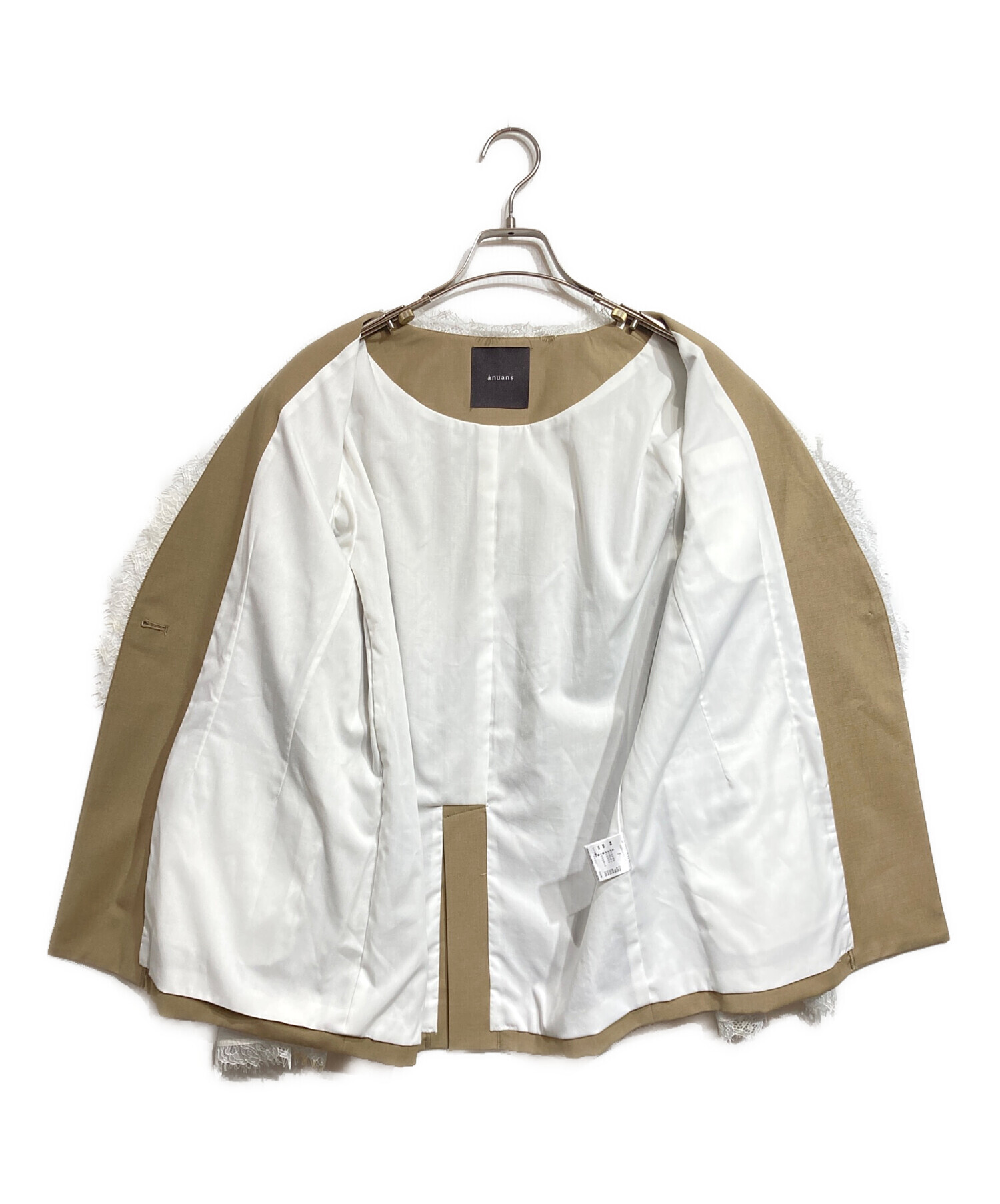 中古・古着通販】anuans (アニュアンス) レーストリムノーカラー 