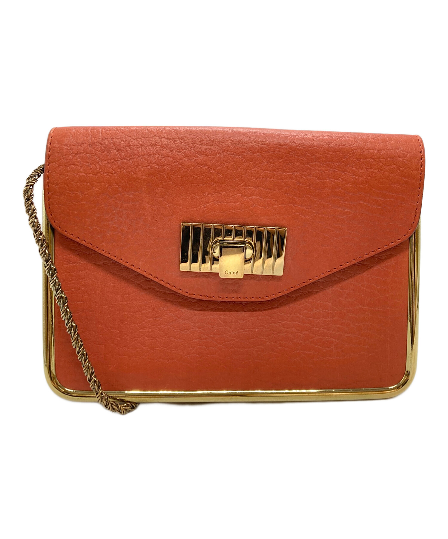 Chloe クロエ フレア オリガミ クラッチバッグ クロコ型押し オレンジ 中古・古着通販】Chloe (クロエ) Sally Shoulder / サリー・ショルダー