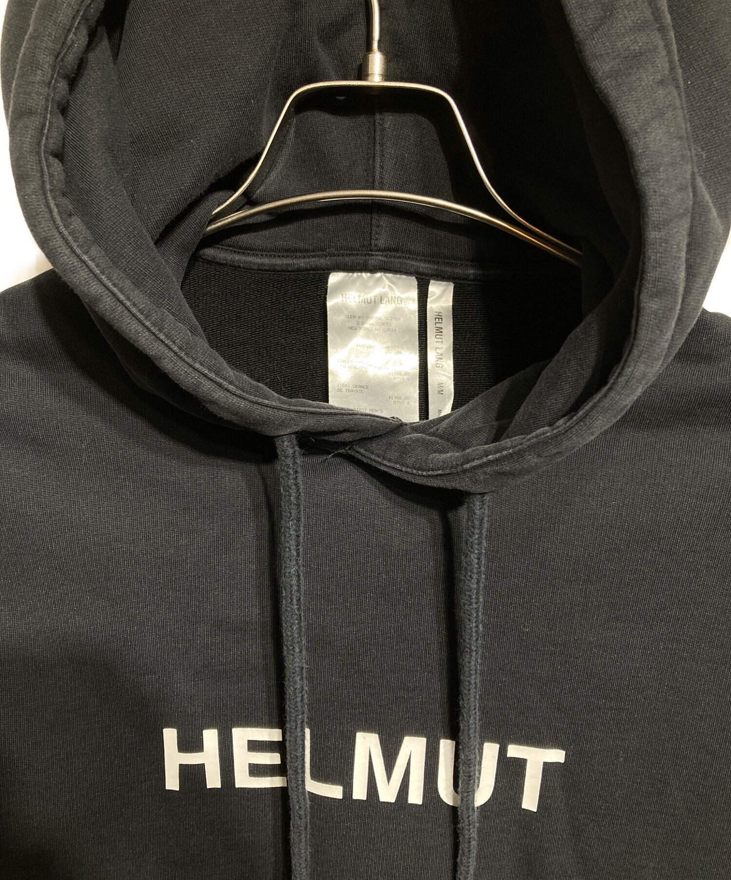 『HELMUT LANG』 (P) 切り替え スウェット レザー パーカー 中古・古着通販】HELMUT LANG (ヘルムートラング) プルオーバー