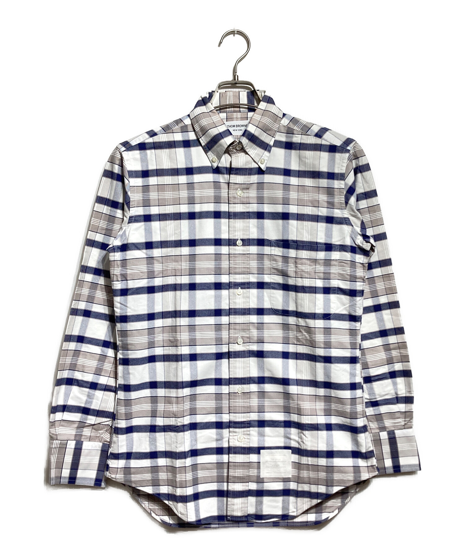 THOM BROWNE コットン パッチワーク チェックシャツ　S相当 中古・古着通販】Thom Browne (トムブラウン) コットンチェックシャツ