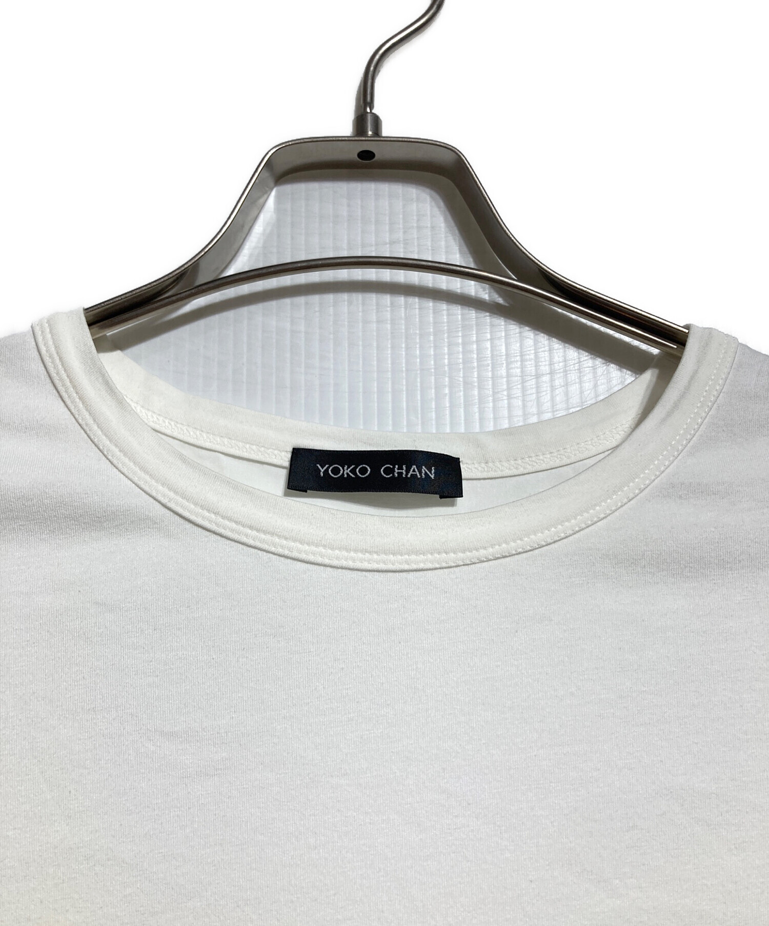 美品ヨーコチャン サテン切り替えtシャツ 36ホワイト トップス 新品