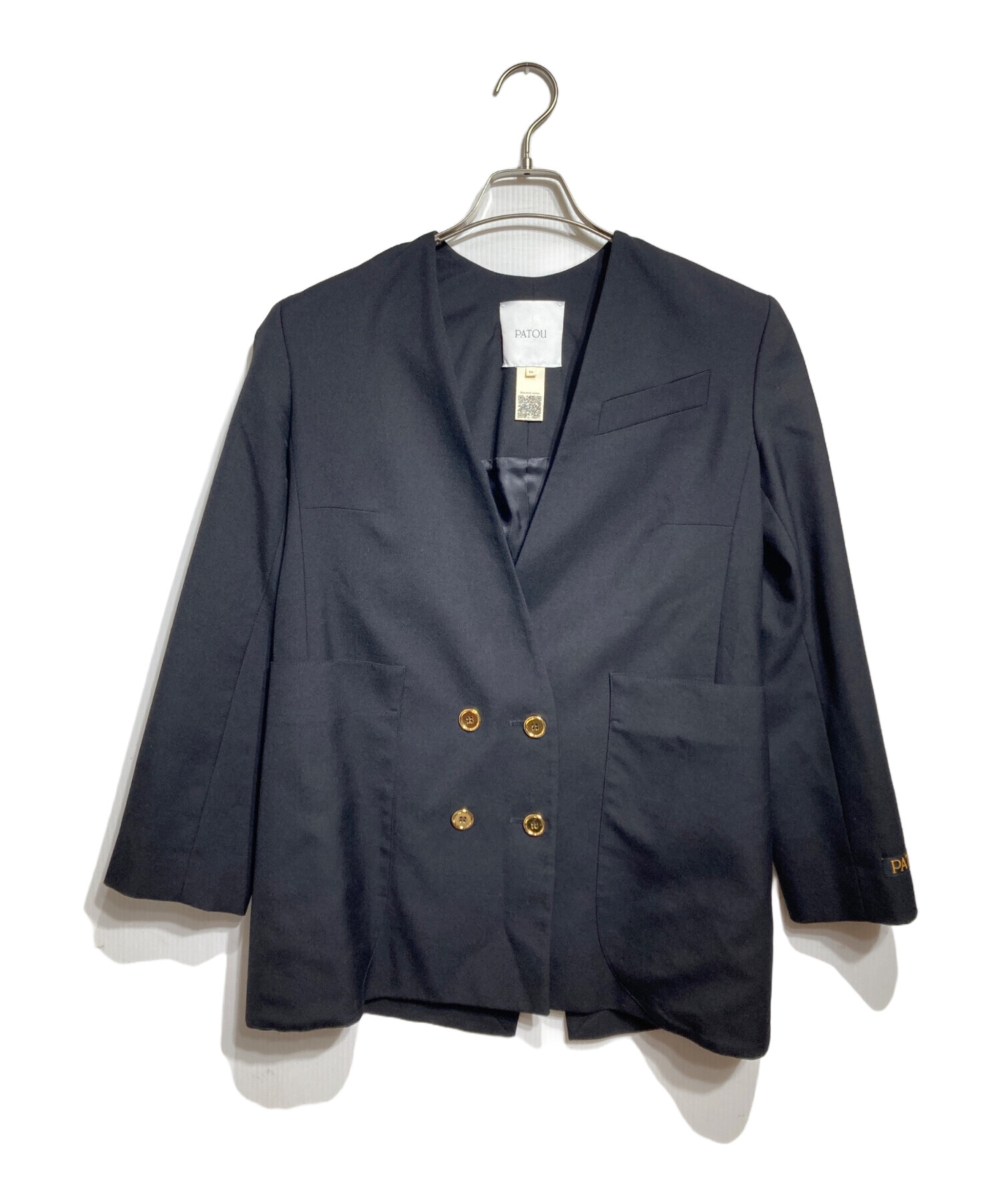 中古・古着通販】Patou (パトゥ) 金釦ノーカラーダブルジャケット