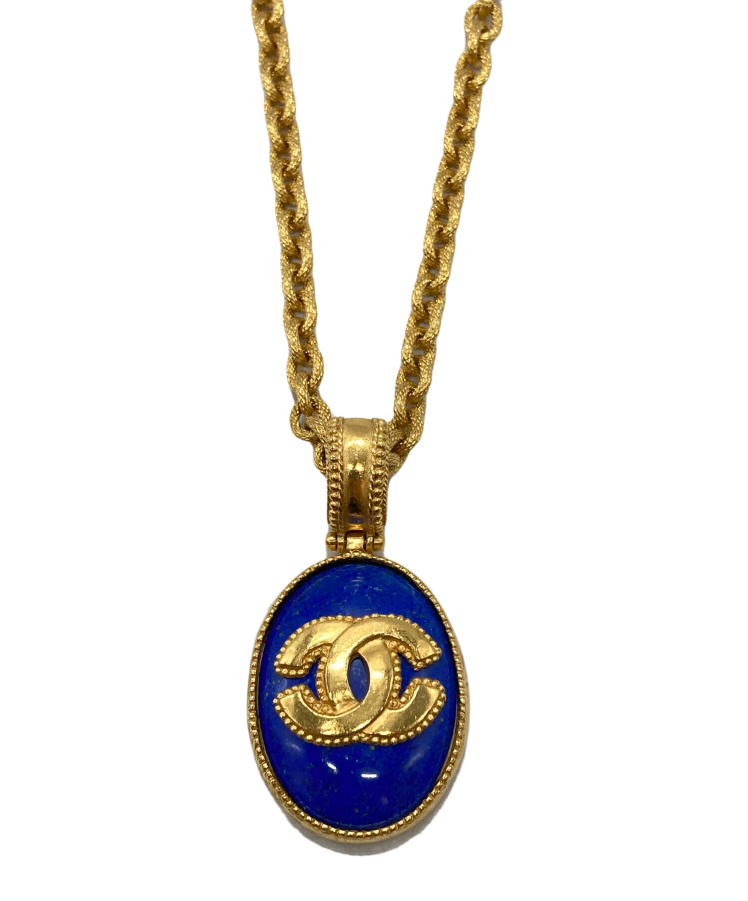 CHANEL ココマーク オーバルチャーム ネックレス ゴールド 中古・古着通販】CHANEL (シャネル) ココマークオーバルチェーン