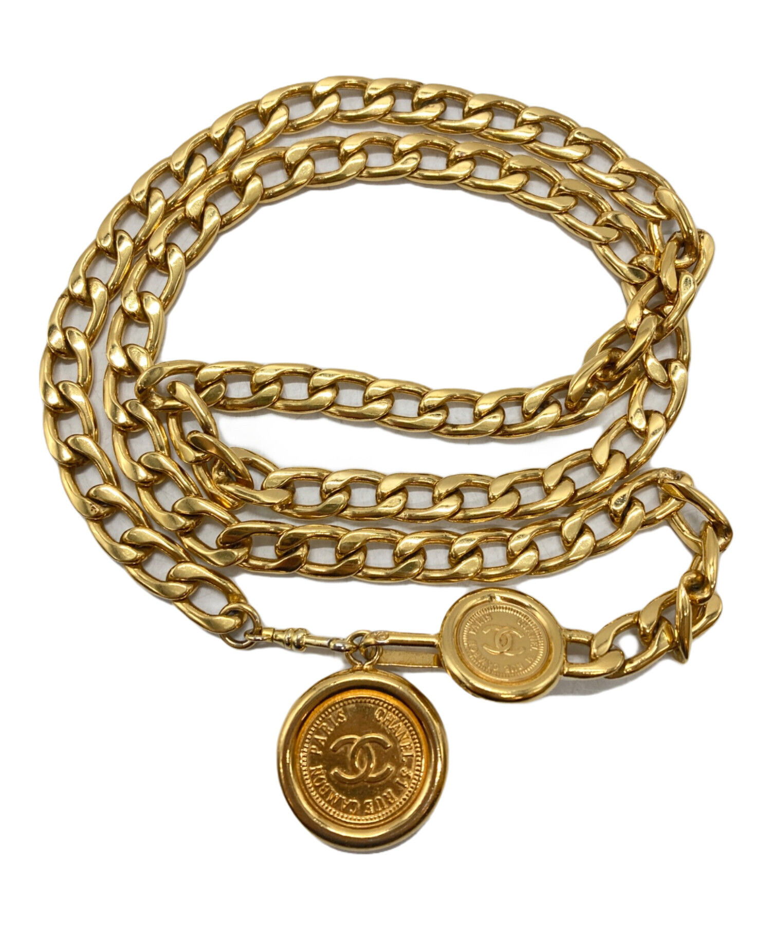 【美品】シャネル チェーンベルト ココマーク ゴールドロゴ 希少 レア 中古・古着通販】CHANEL (シャネル) ココマークチェーンベルト