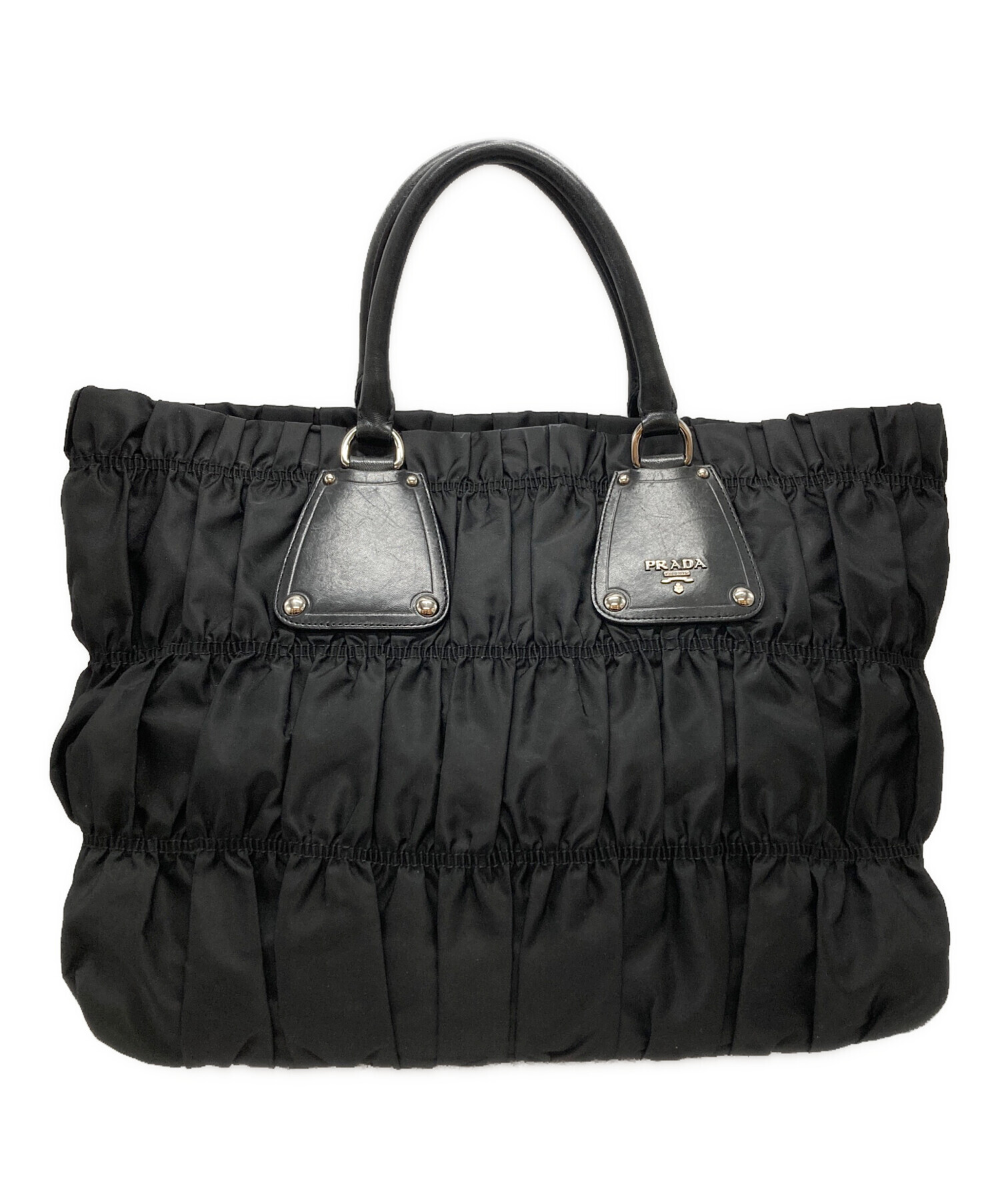 中古・古着通販】PRADA (プラダ) ギャザーナイロンハンドバッグ