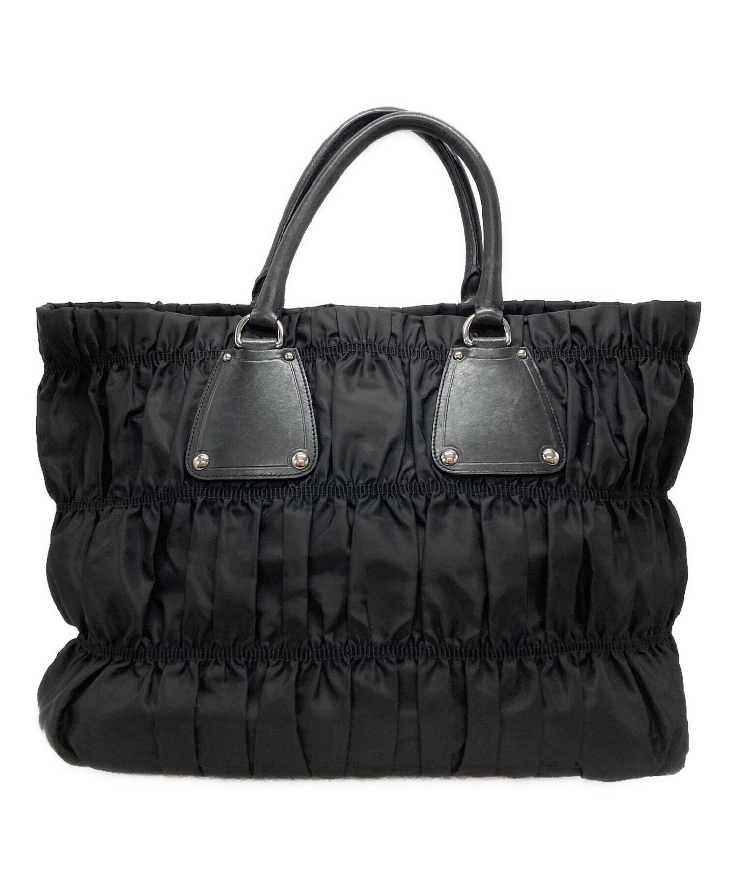 中古・古着通販】PRADA (プラダ) ギャザーナイロンハンドバッグ