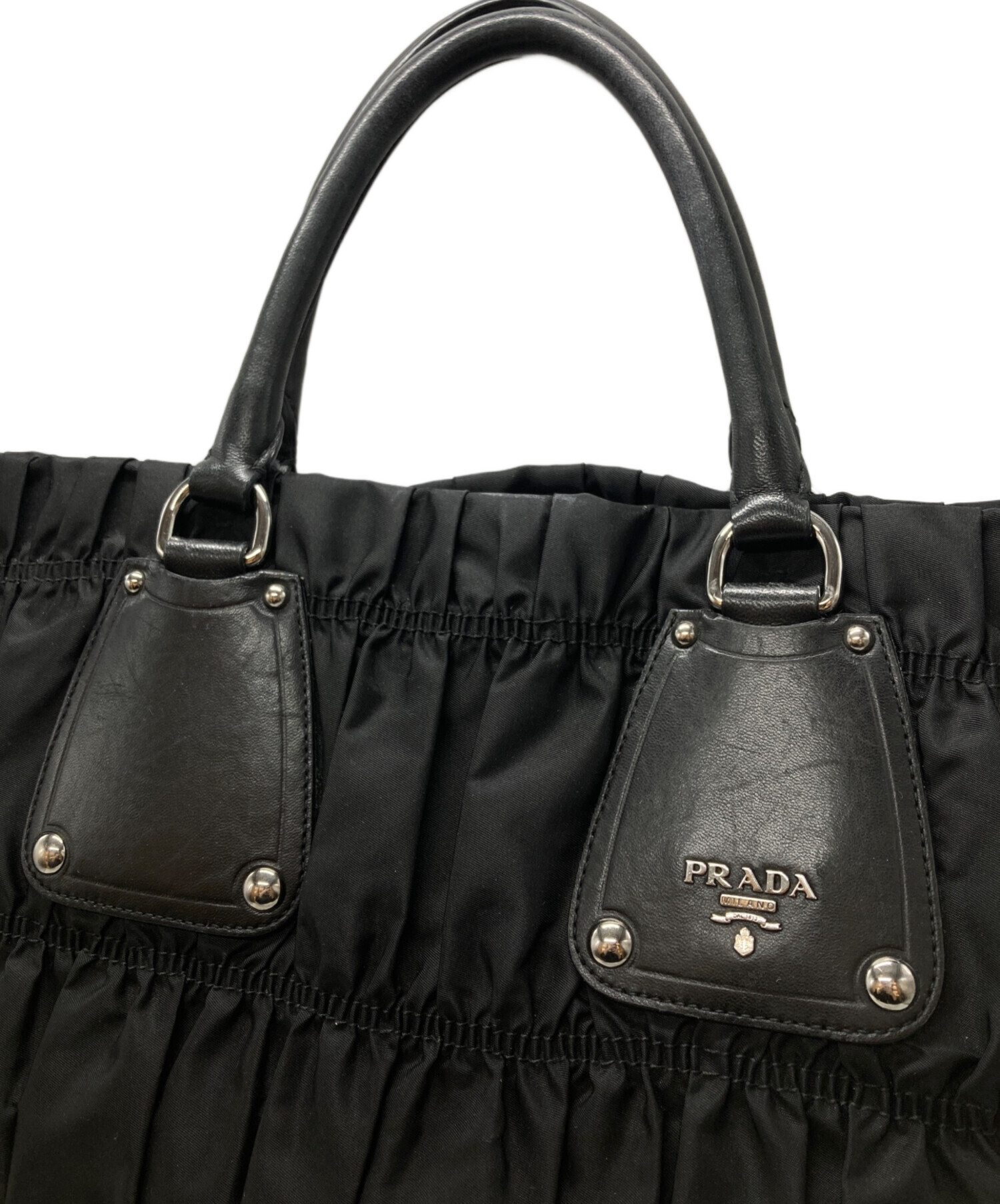 中古・古着通販】PRADA (プラダ) ギャザーナイロンハンドバッグ