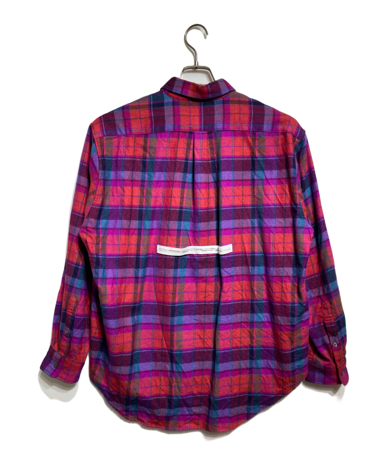 中古・古着通販】semoh (セモー) ウールチャックシャツ レッド×ブルー