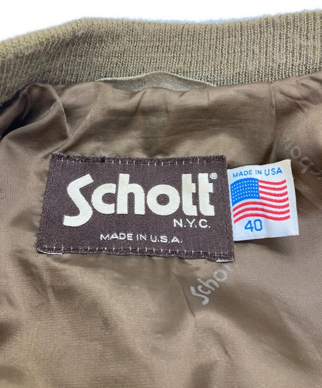 Schott スエードジャケット サイズ38 ベージュ　made in USA 中古・古着通販】Schott (ショット) スエードブルゾン/Suede blouson
