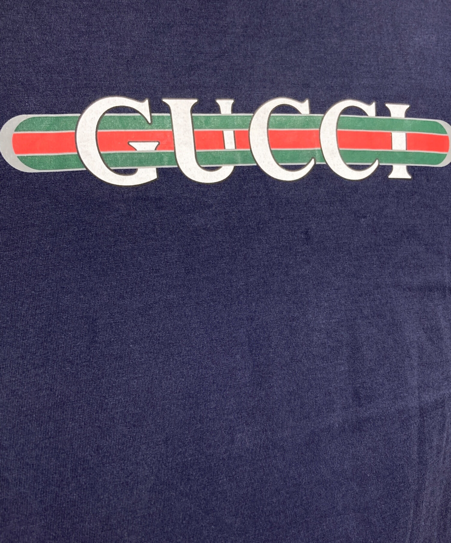 【GUCCI】グッチ シェリーライン ネイビーTシャツ サイズ10 中古・古着通販】GUCCI (グッチ) シェリーラインロゴTシャツ/Web