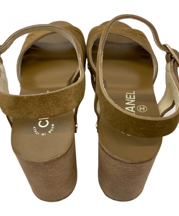 中古・古着通販】CHANEL (シャネル) スタッズウェッジソールサンダル