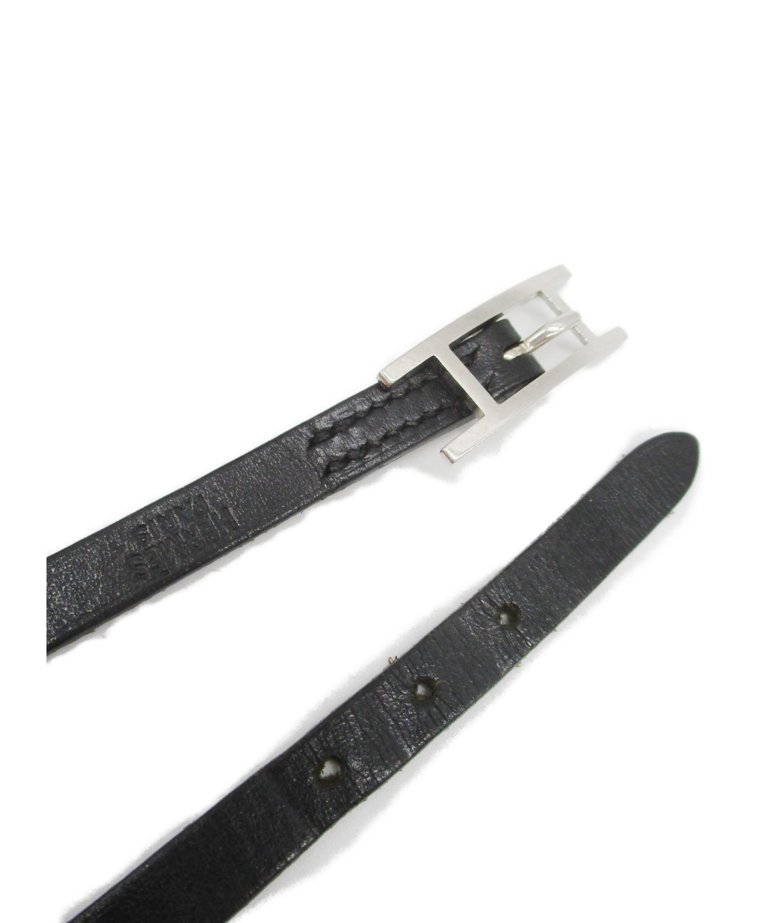 中古・古着通販】HERMES (エルメス) レザーブレスレット ブラック