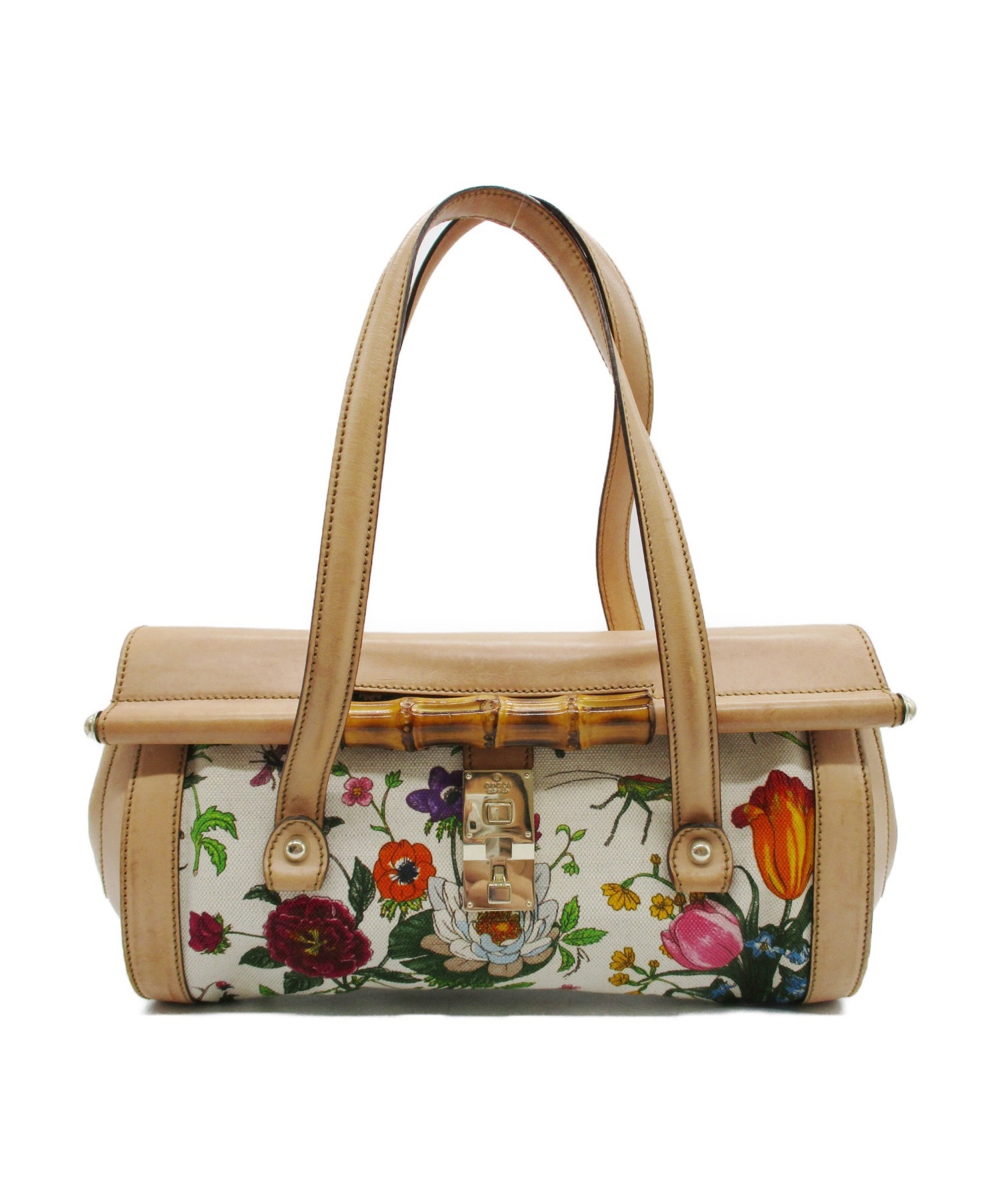 中古・古着通販】GUCCI (グッチ) ハンドバッグ ベージュ バンブー