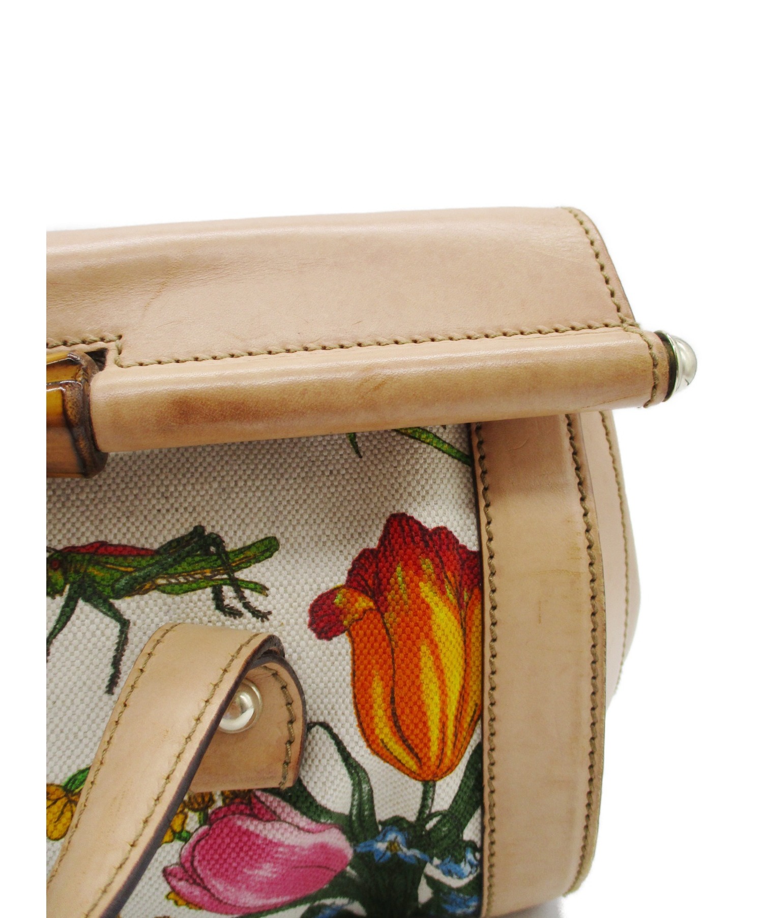 中古・古着通販】GUCCI (グッチ) ハンドバッグ ベージュ バンブー