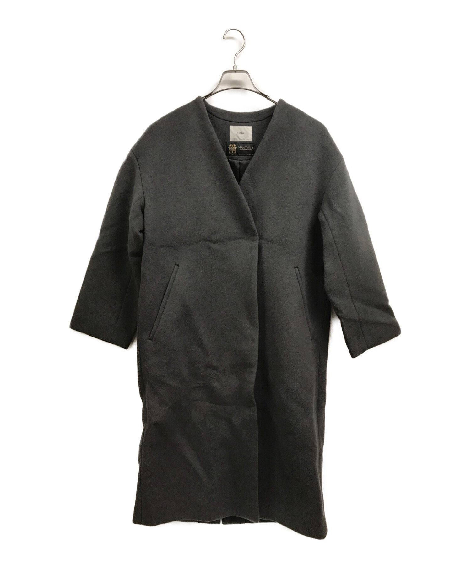 IENA】MANTECOノーカラーコート 36サイズ MANTECOノーカラーコート