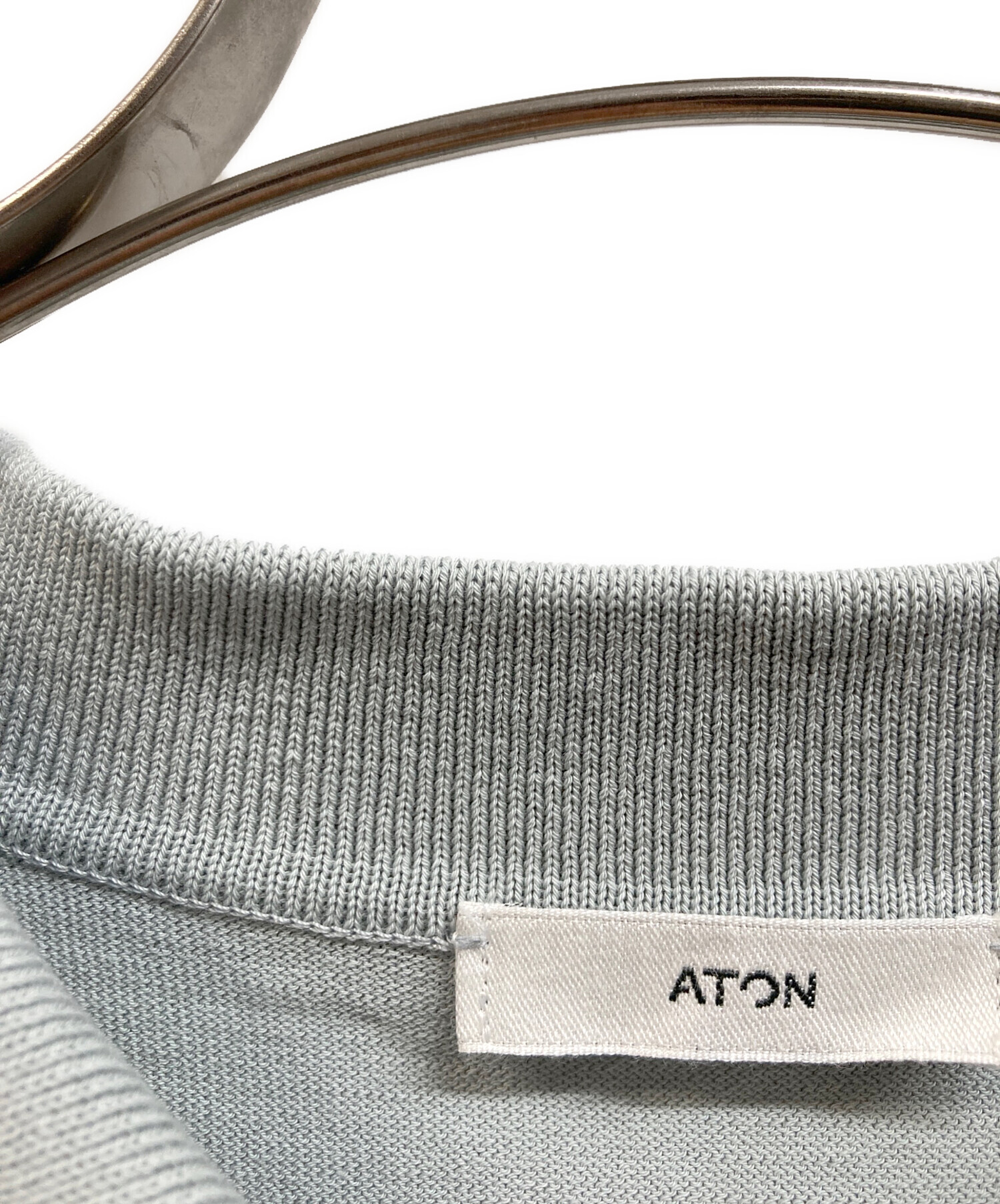 中古・古着通販】ATON (エイトン) ニットポロシャツ グレー サイズ:06