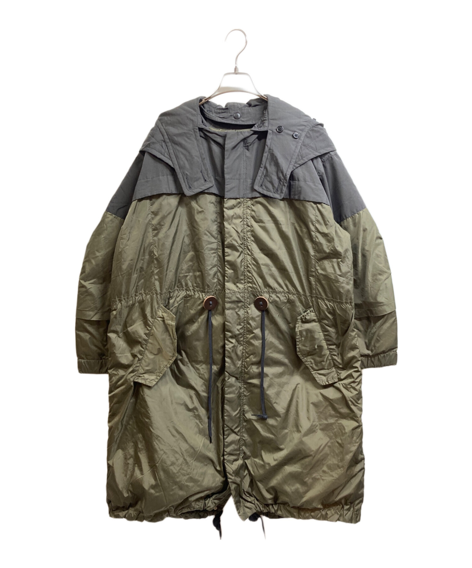 zucca ズッカ ダウンジャケット カーキ×グレー S