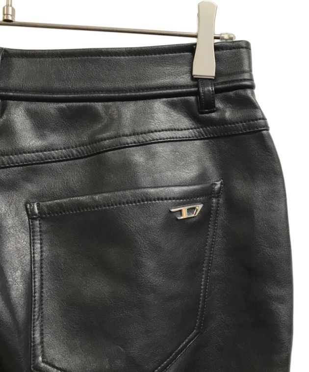 定価50万　DIESEL (ディーゼル) ディストゥレスト レザーパンツ DIESEL ディーゼル レザーパンツ 28 ブラウン 牛革 メンズ