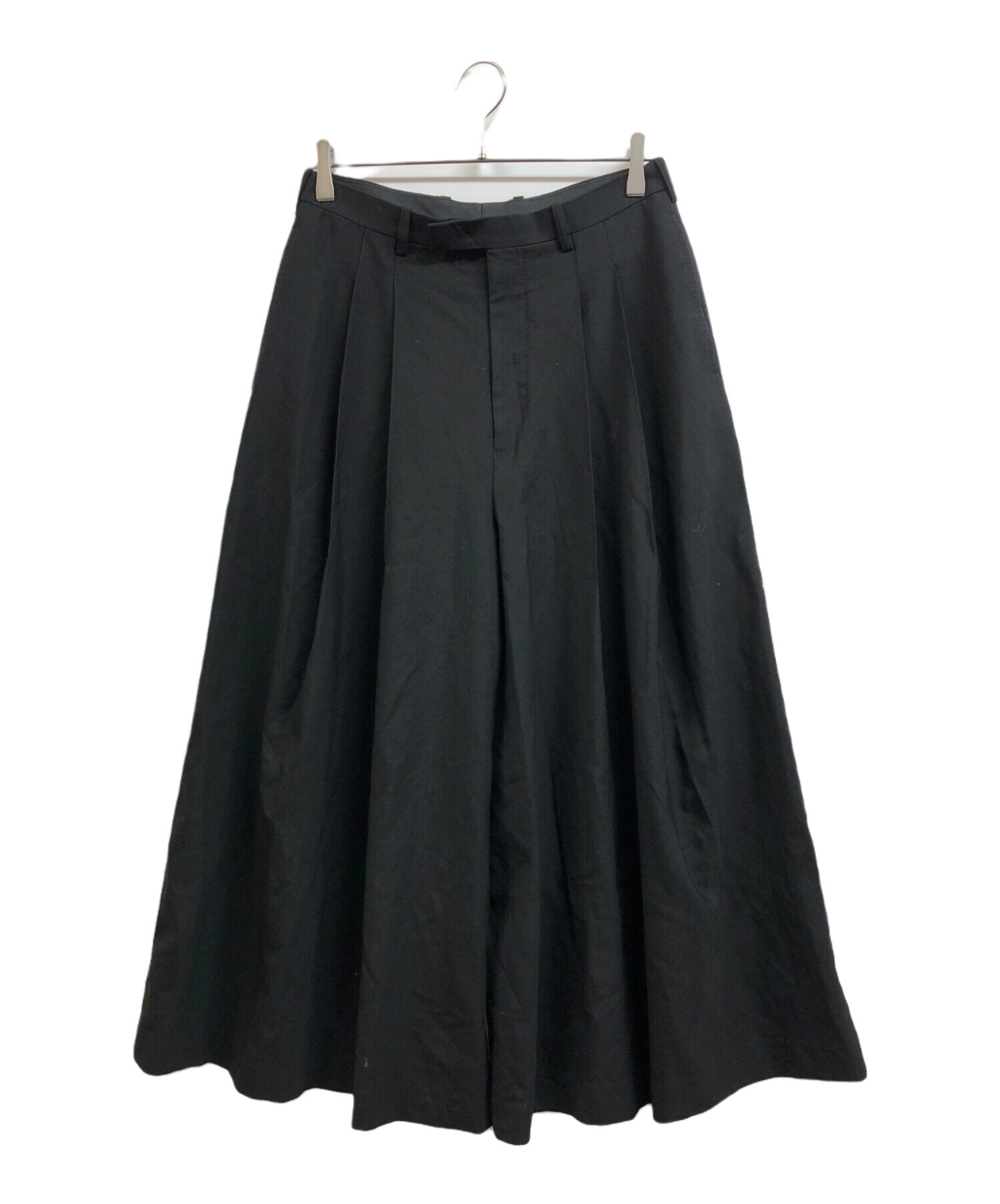 WOOL GABARDINE 2TUCK CROPPED WIDE SLACKS