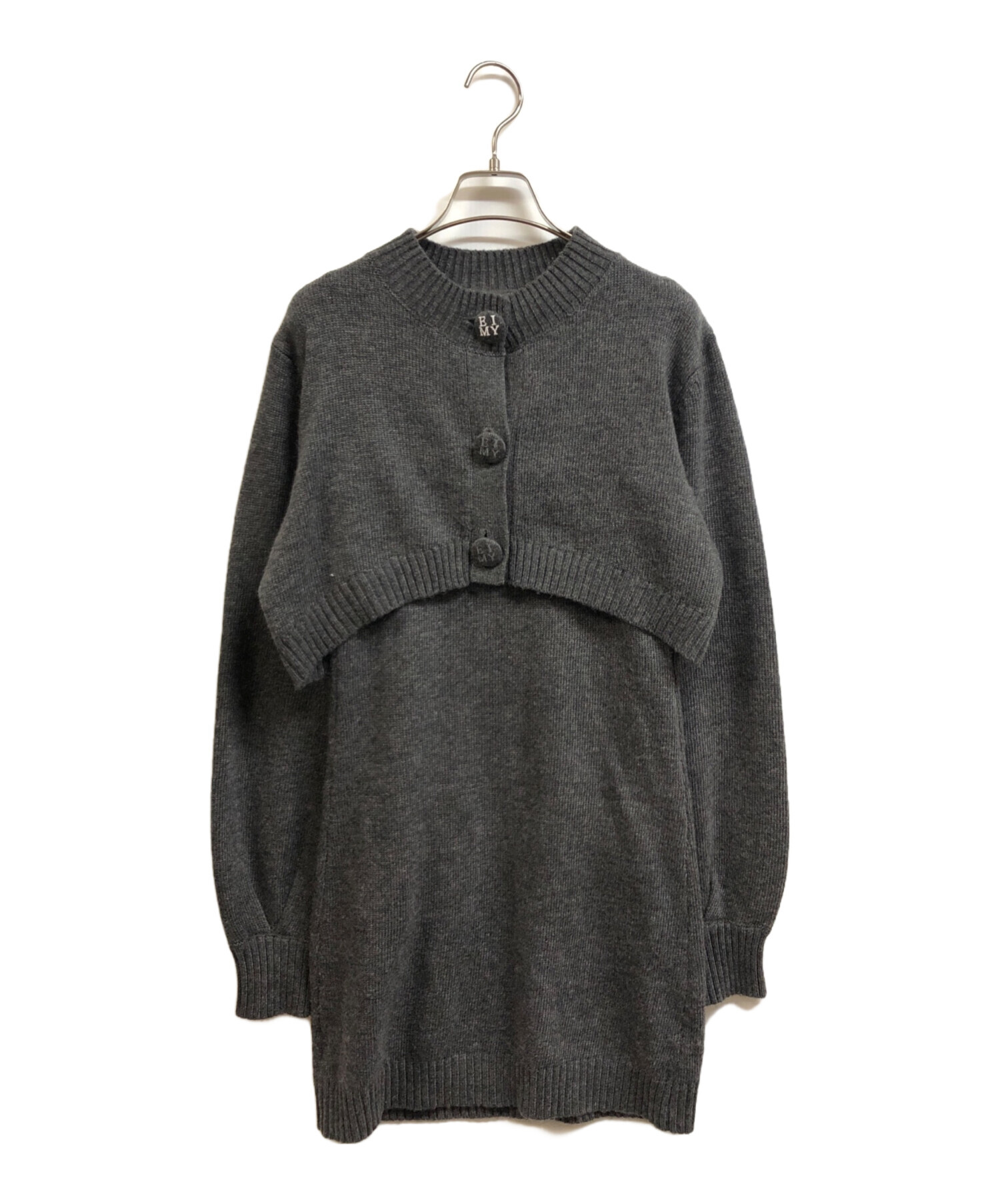 eimy istoire エイミー ロゴボタンニットセットワンピース グレー