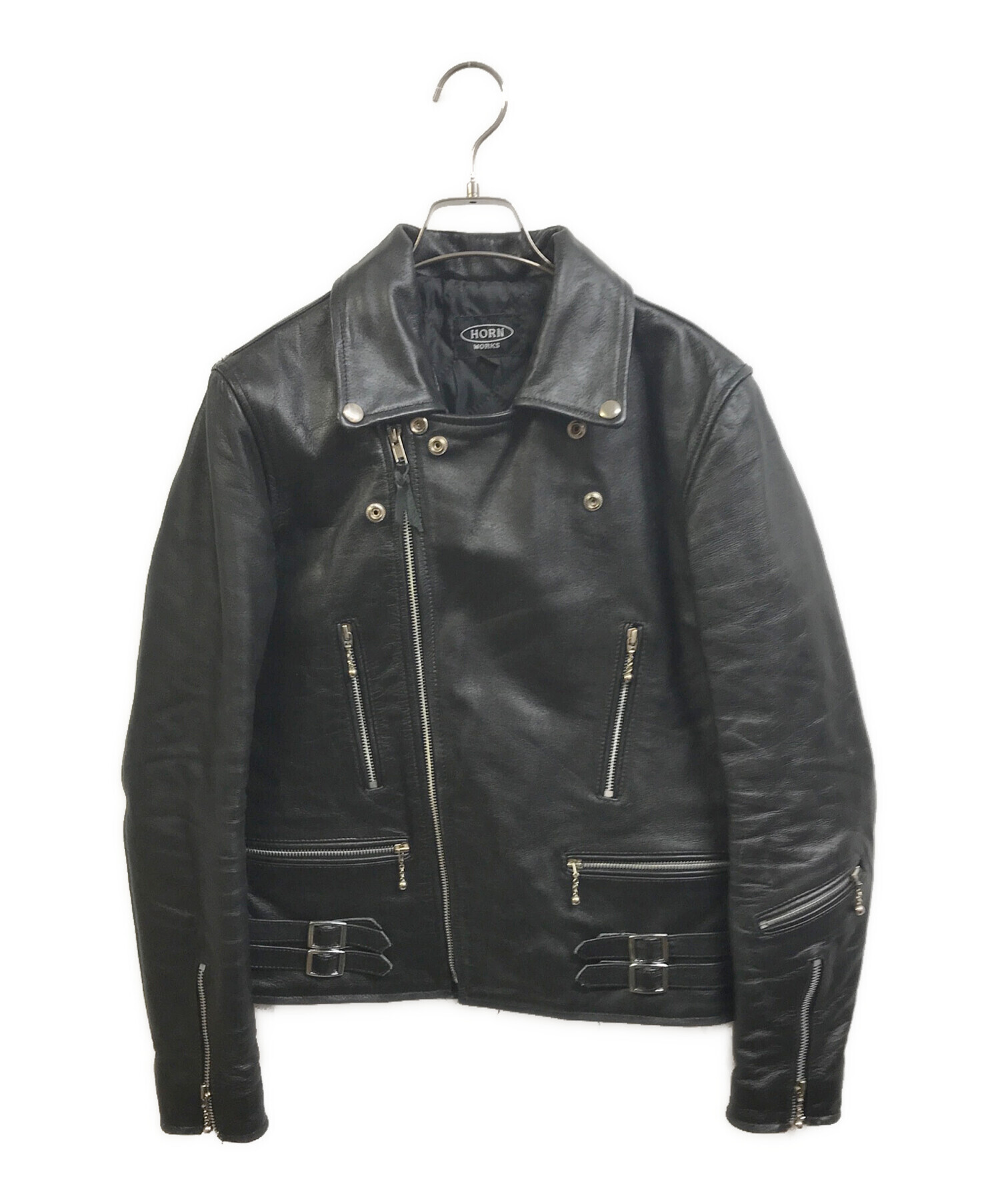 美品！HORN WARKS バッファローレザーライダースS 新品・未使用】HORN WORKS バッファローレザー ライダースジャケット