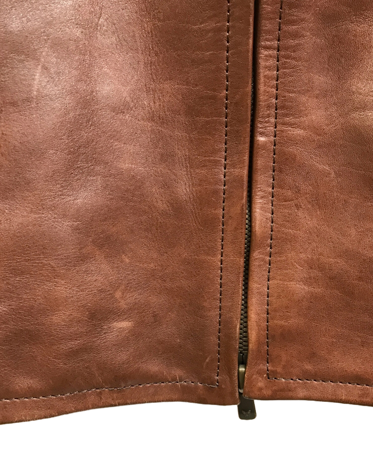 needles ブラウン ジップアップレザージャケット 中古・古着通販】Needles (ニードルズ) ノーカラーホースレザー