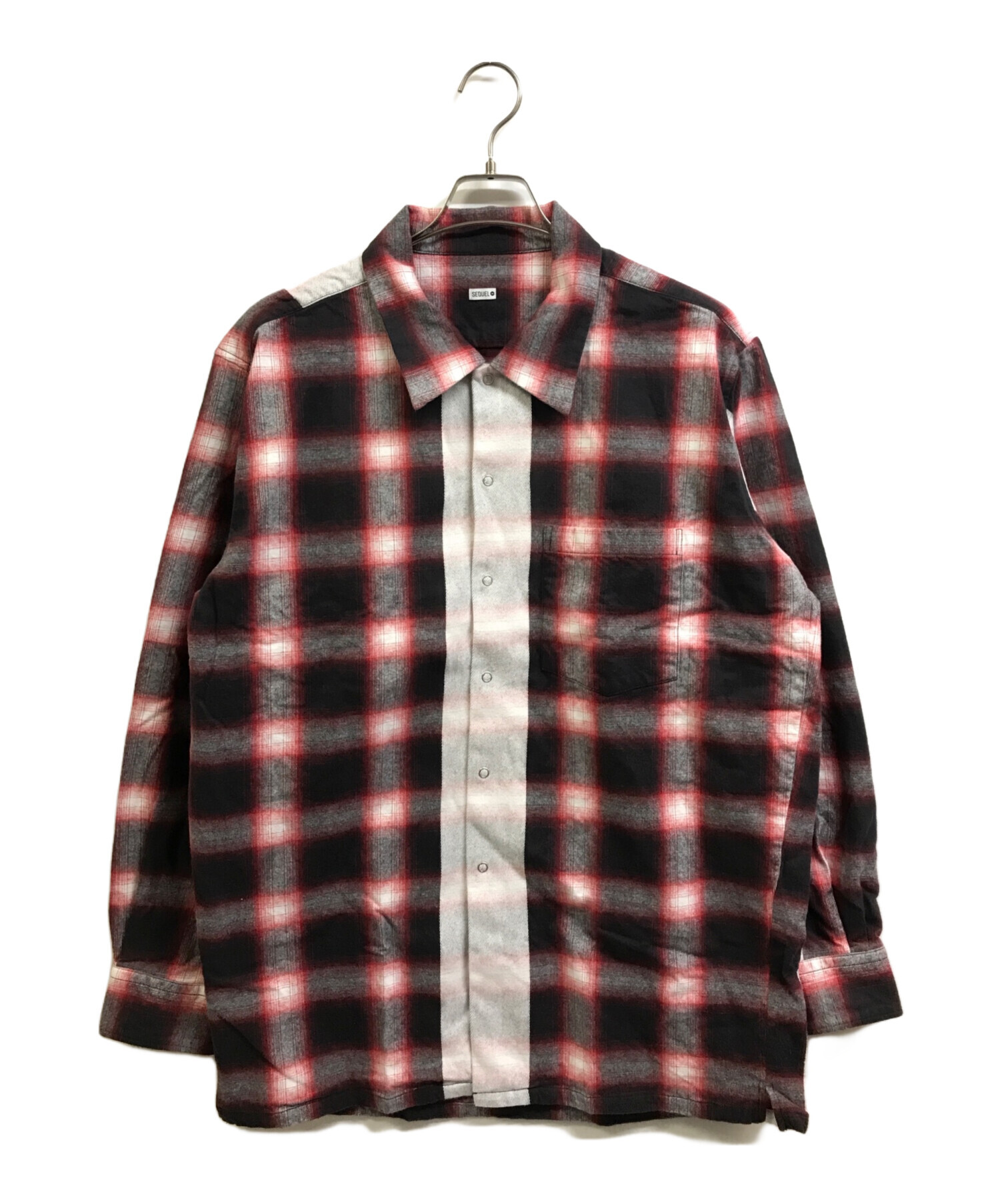 中古・古着通販】SEQUEL (シークエル) LINE NEL CHECK SHIRT レッド