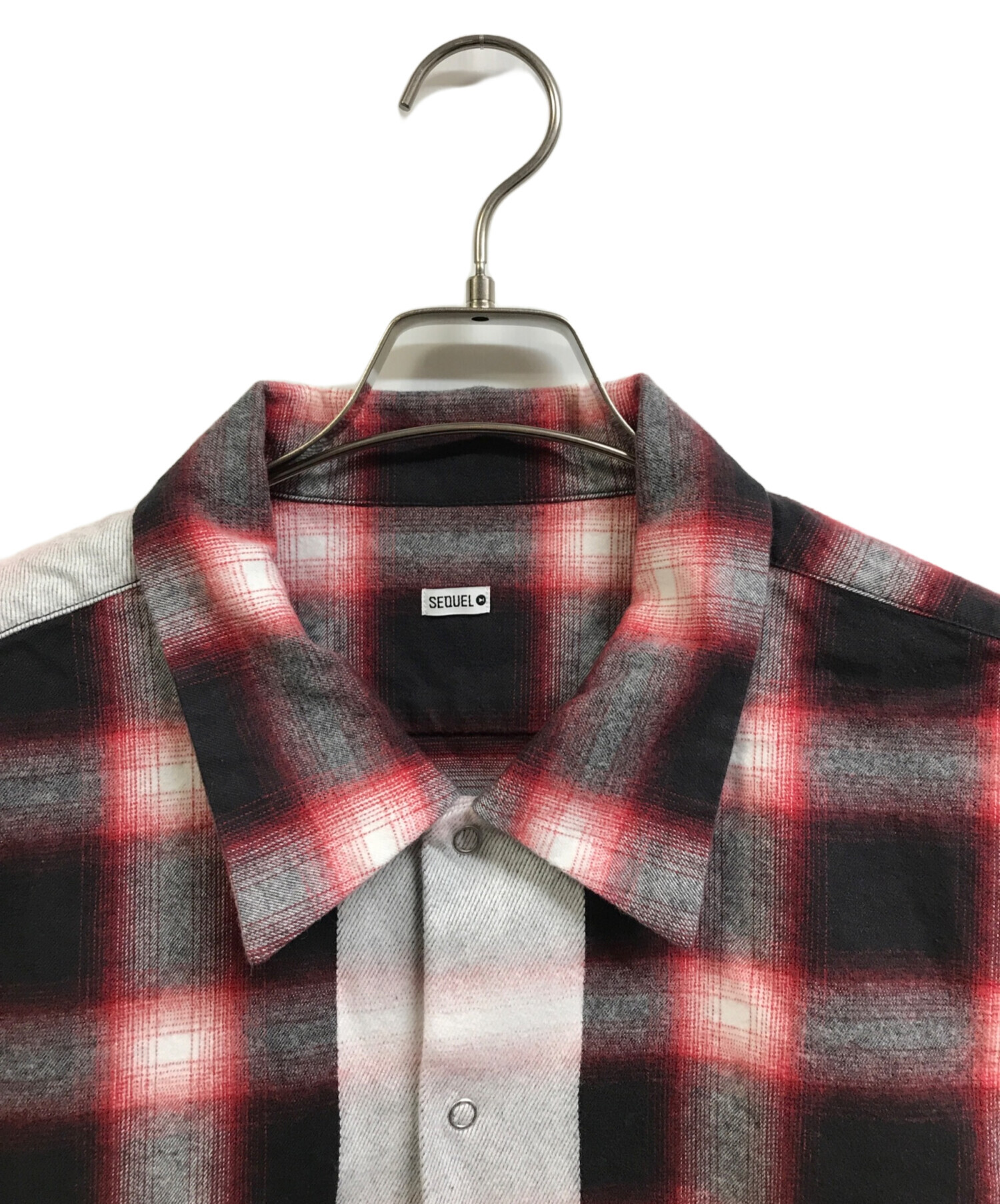中古・古着通販】SEQUEL (シークエル) LINE NEL CHECK SHIRT レッド
