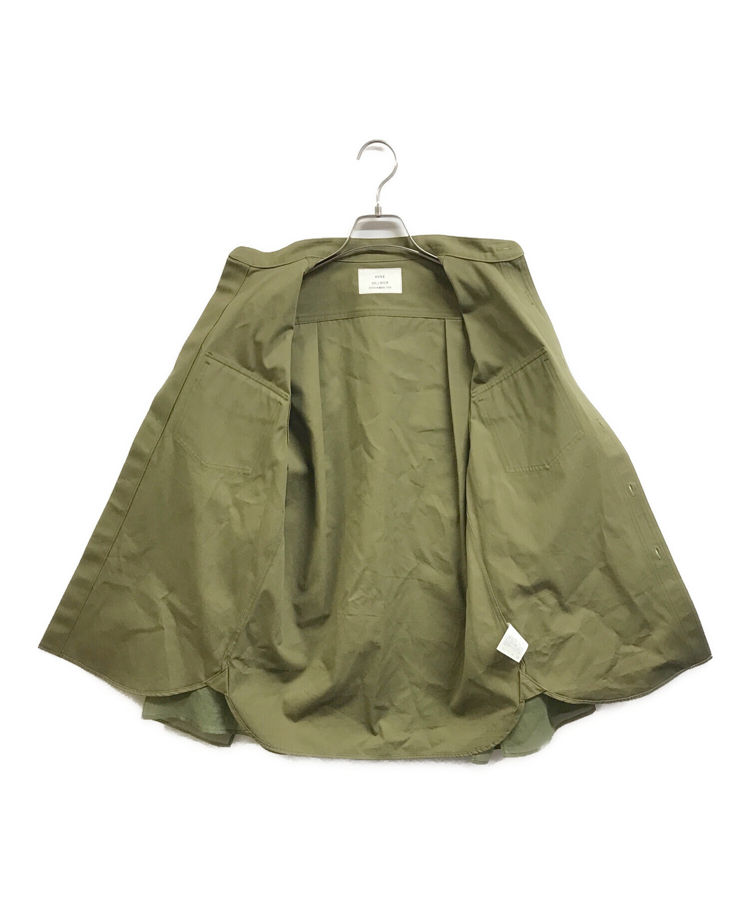 HYKE(ハイク) WETHER MILTARY SHIRT WITH SHEER SLEEVES レディ 中古