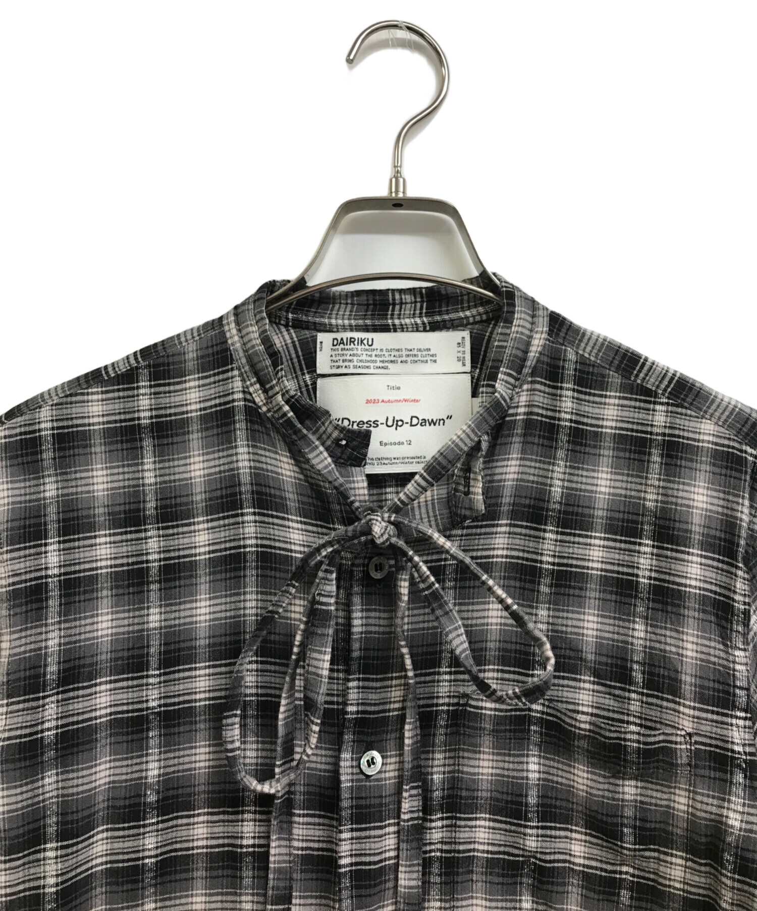 中古・古着通販】DAIRIKU (ダイリク) 23AWRibbon Tie Check Shirt