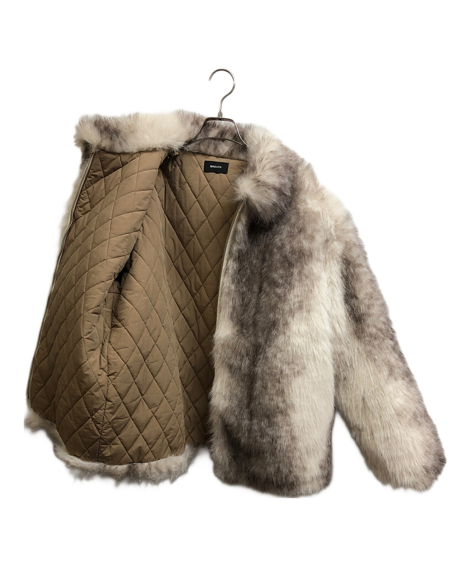 ジャケット・アウター BREATH FAUX FUR JAKET/CRE 中古・古着通販】BREATH (ブレス) FAUX FUR JACKET ベージュ サイズ:L