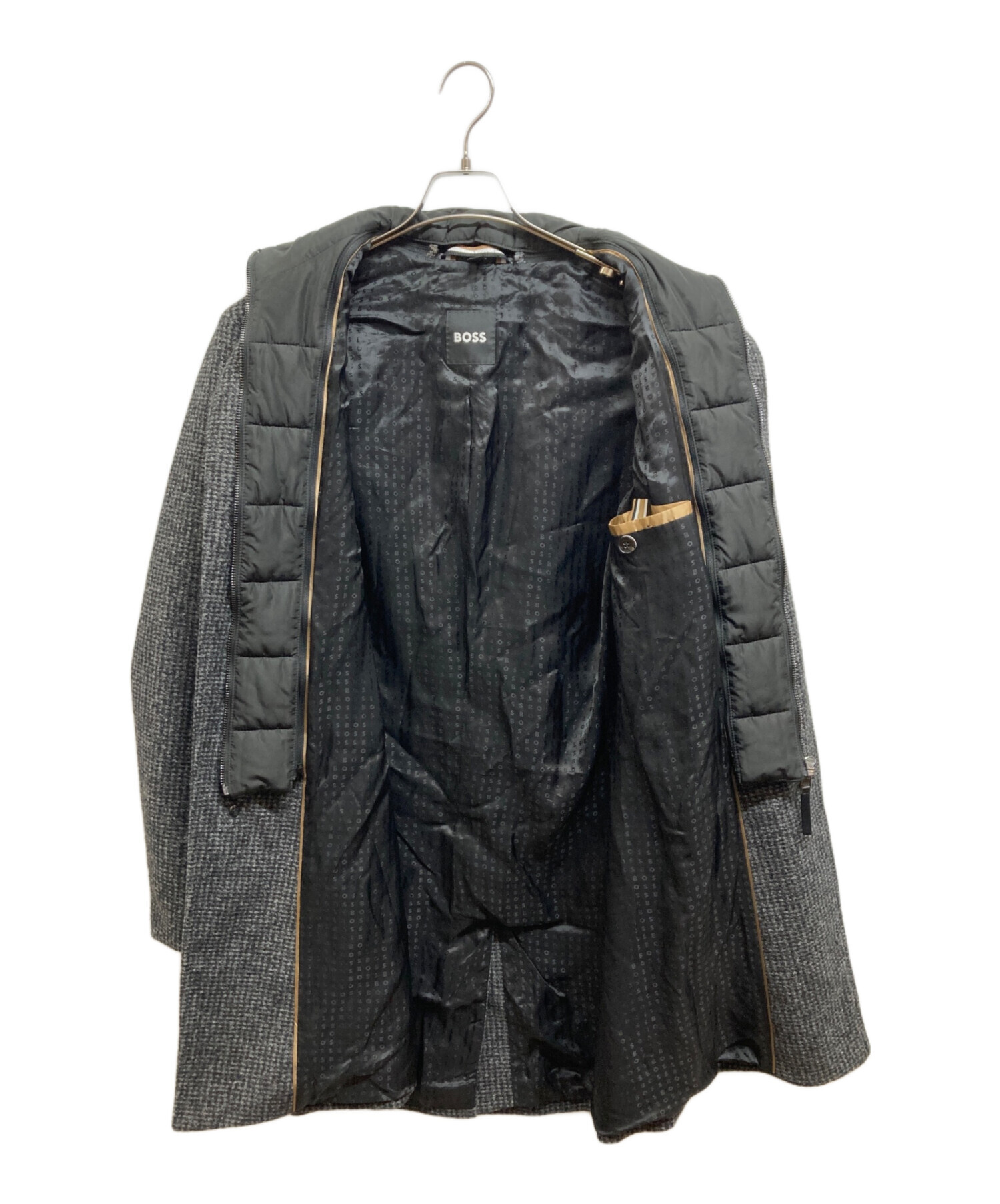 中古・古着通販】BOSS (ボス) ダウンライナー付ツイードコート グレー 