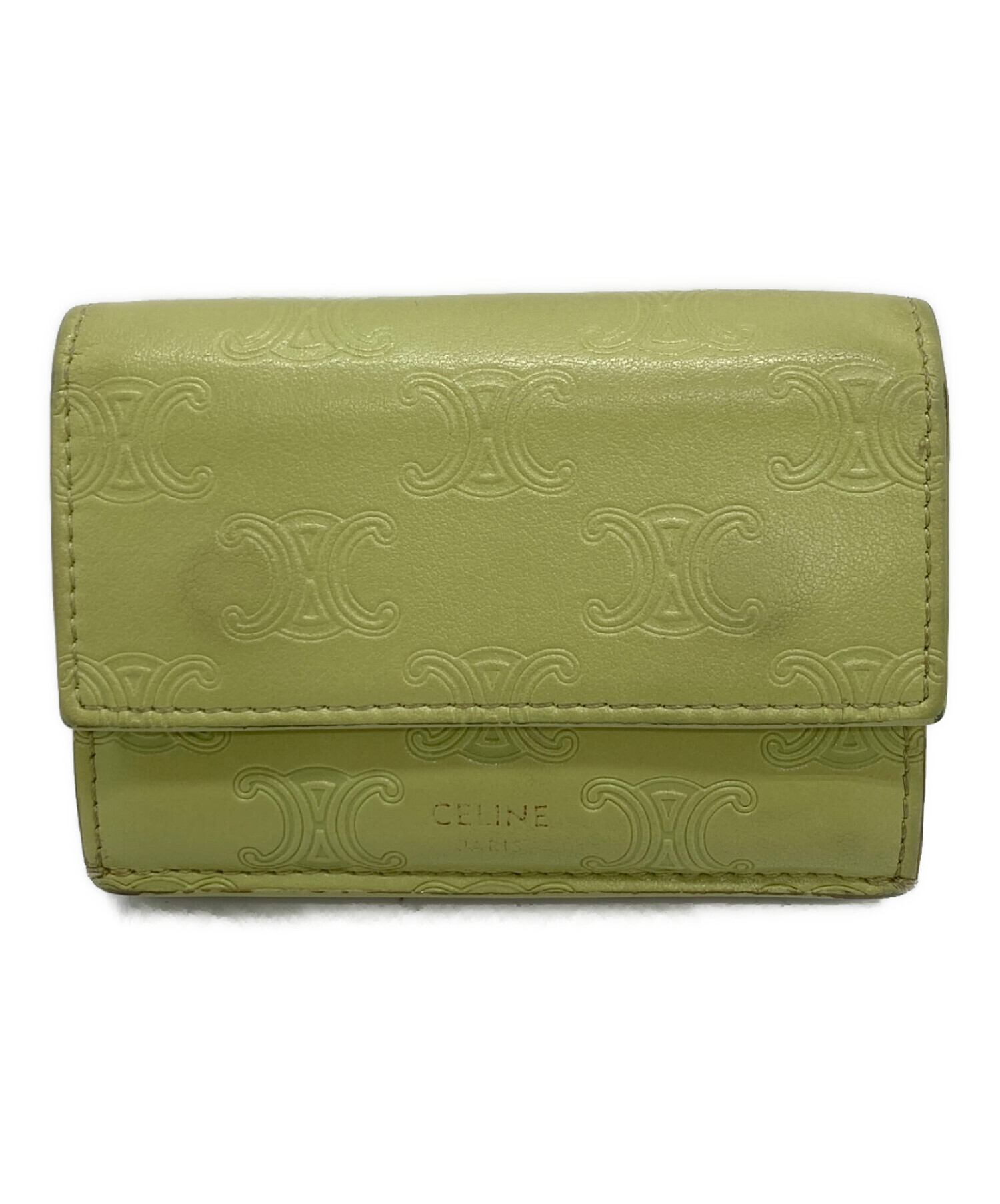 CELINE トリオンフ 長財布　グリーン Celine トリオンフ セリーヌ 財布 緑 中古 CELINE セリーヌ カラー