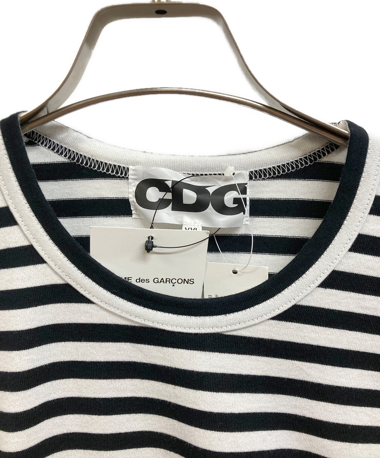 中古・古着通販】CDG (シーディージー) ボーダーTシャツ ホワイト 