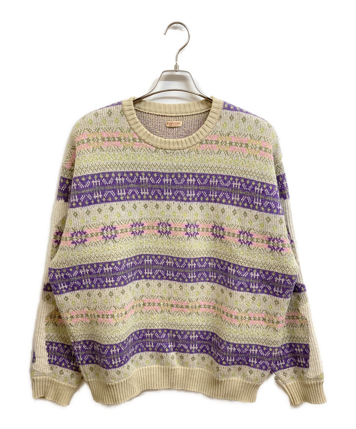 中古・古着通販】KAPITAL (キャピタル) 7G Wool Fair Isle BONE Knit
