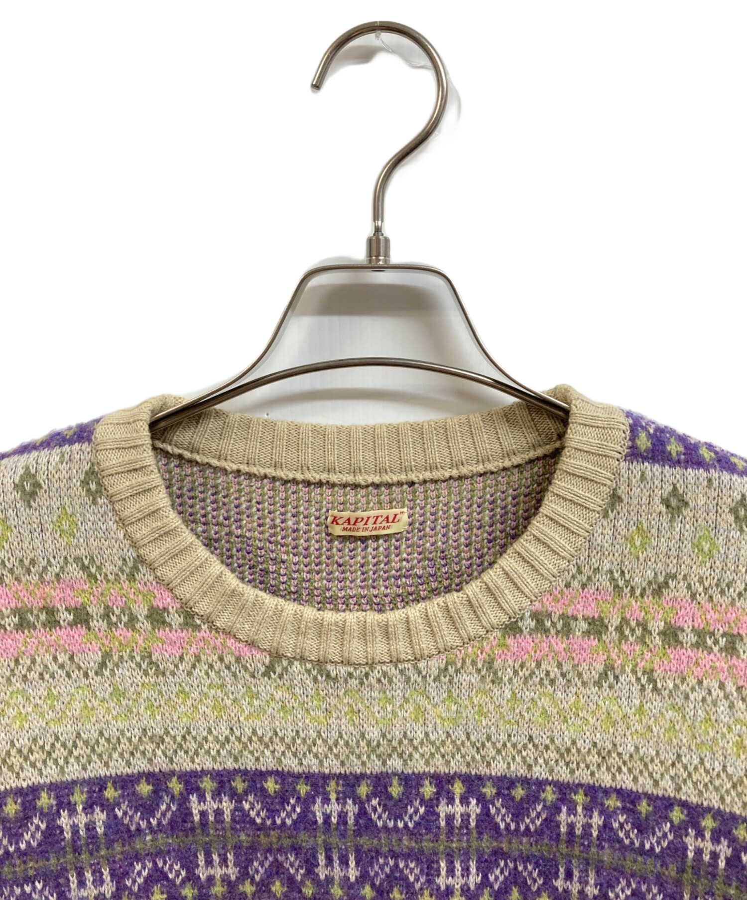 中古・古着通販】KAPITAL (キャピタル) 7G Wool Fair Isle BONE Knit