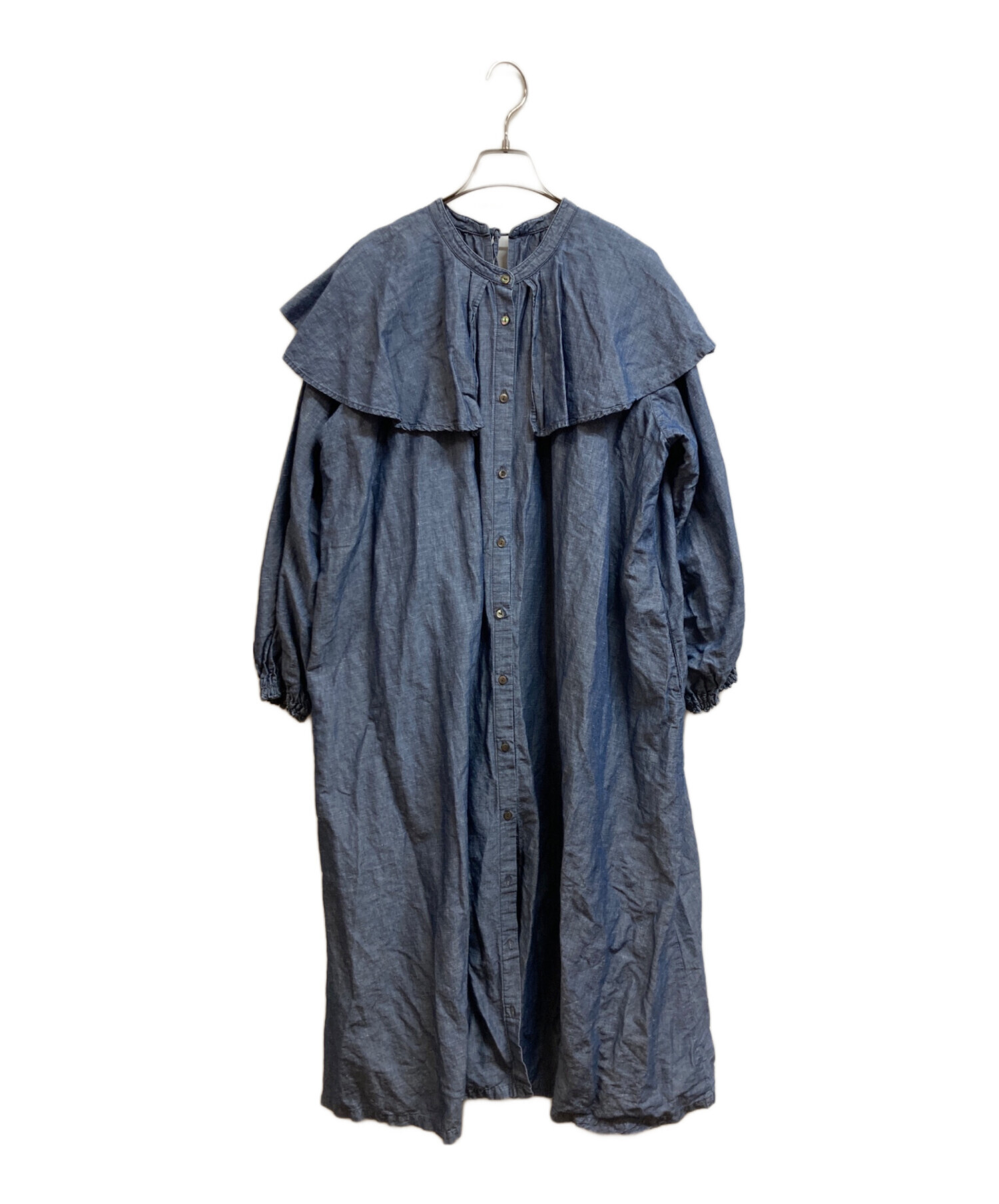 ネストローブ コットンリネンダンガリーケープカラードレス 中古・古着通販】nest Robe (ネストローブ) コットンリネンダンガリー