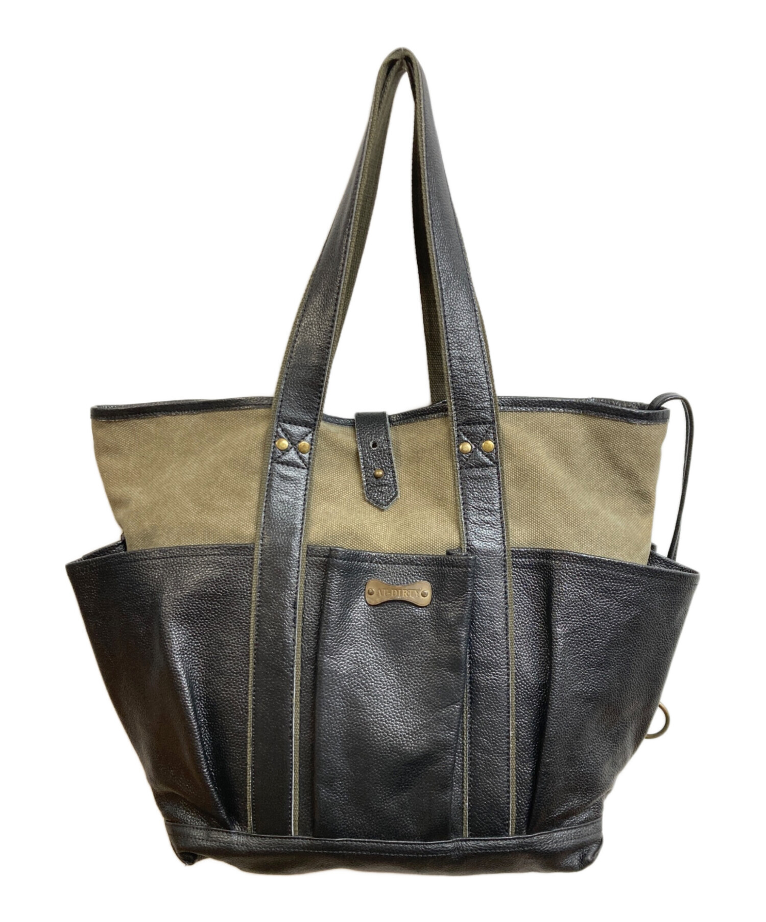 AT DIRTY atdirty トートバッグ 中古・古着通販】AT-DIRTY (アットダーティ) キャンバス×レザートート