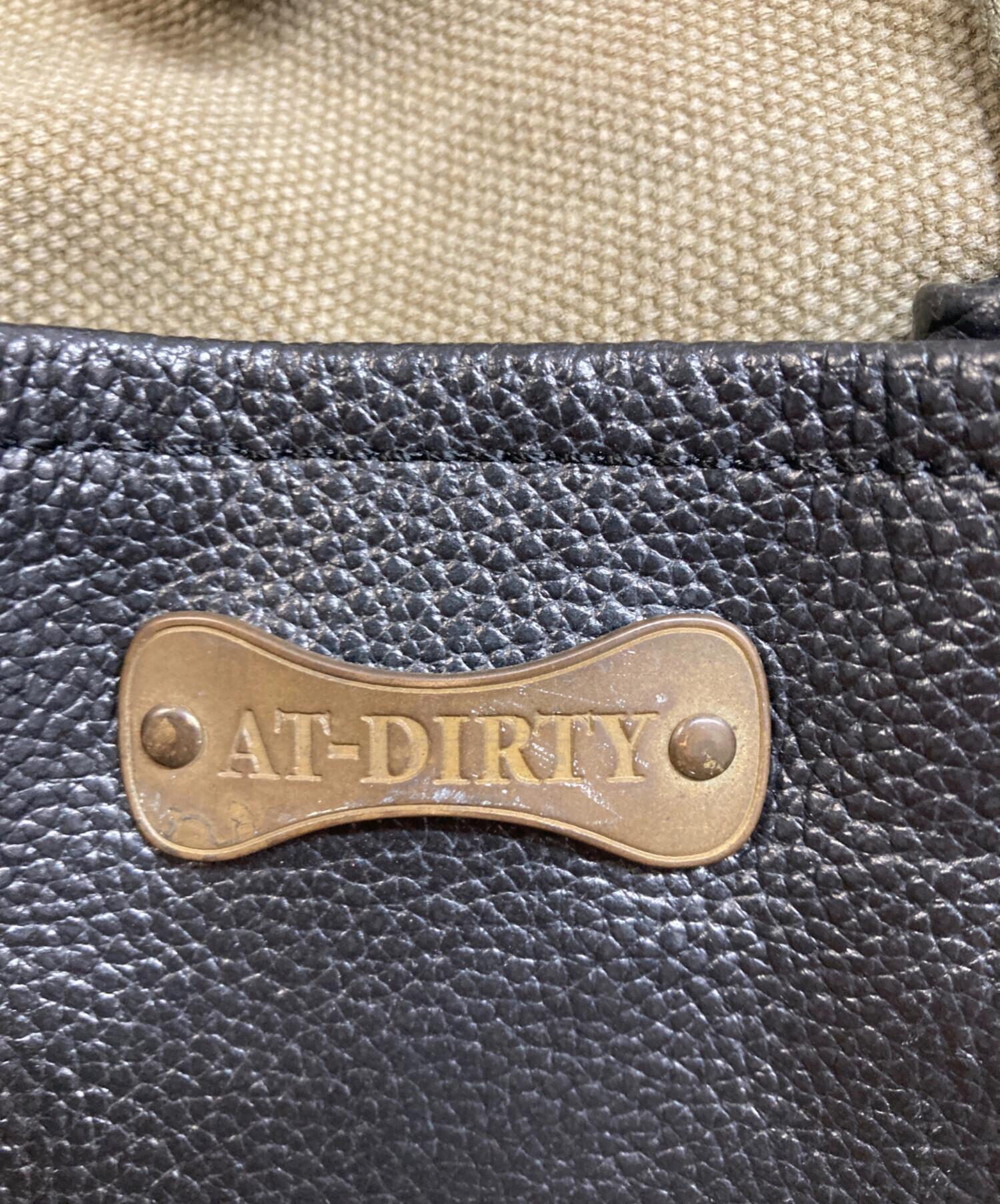 中古・古着通販】AT-DIRTY (アットダーティ) キャンバス×レザートート