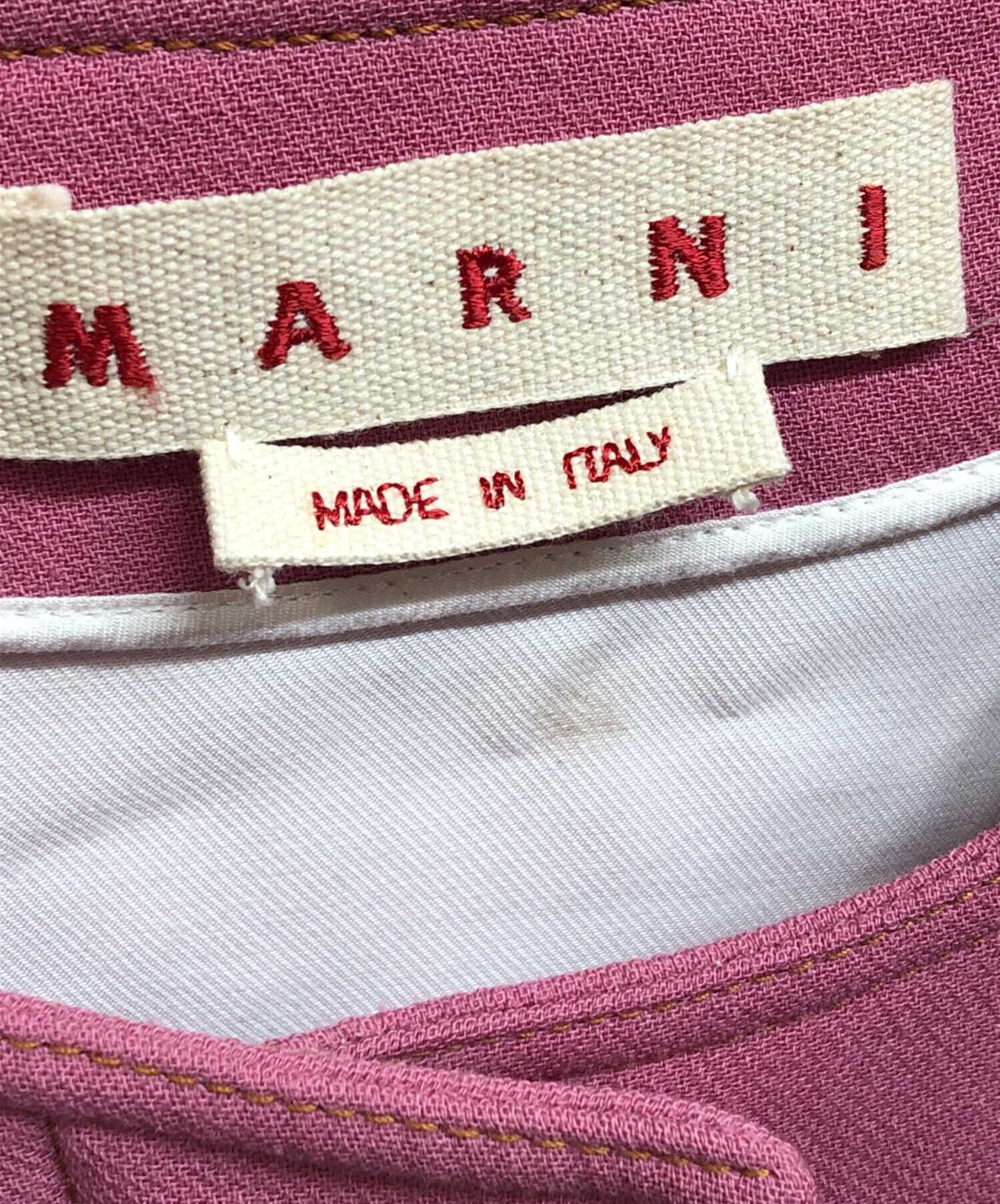 中古・古着通販】MARNI (マルニ) ノーカラージャケット ピンク サイズ