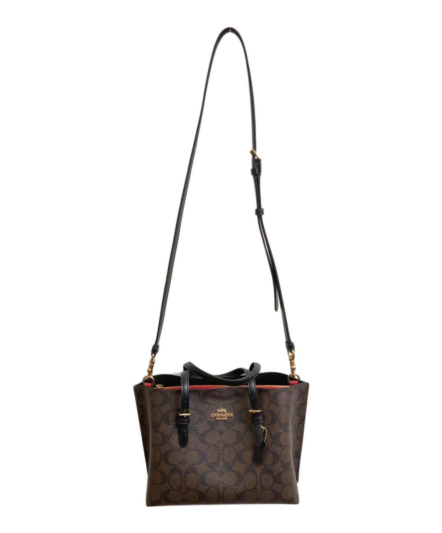 【美品】Coach モリートート シグネチャーキャンバス ブラウン コーチトート ☆COACH☆ ブラウンシグネチャー モリートート25 2wayバッグ 【公式通販】