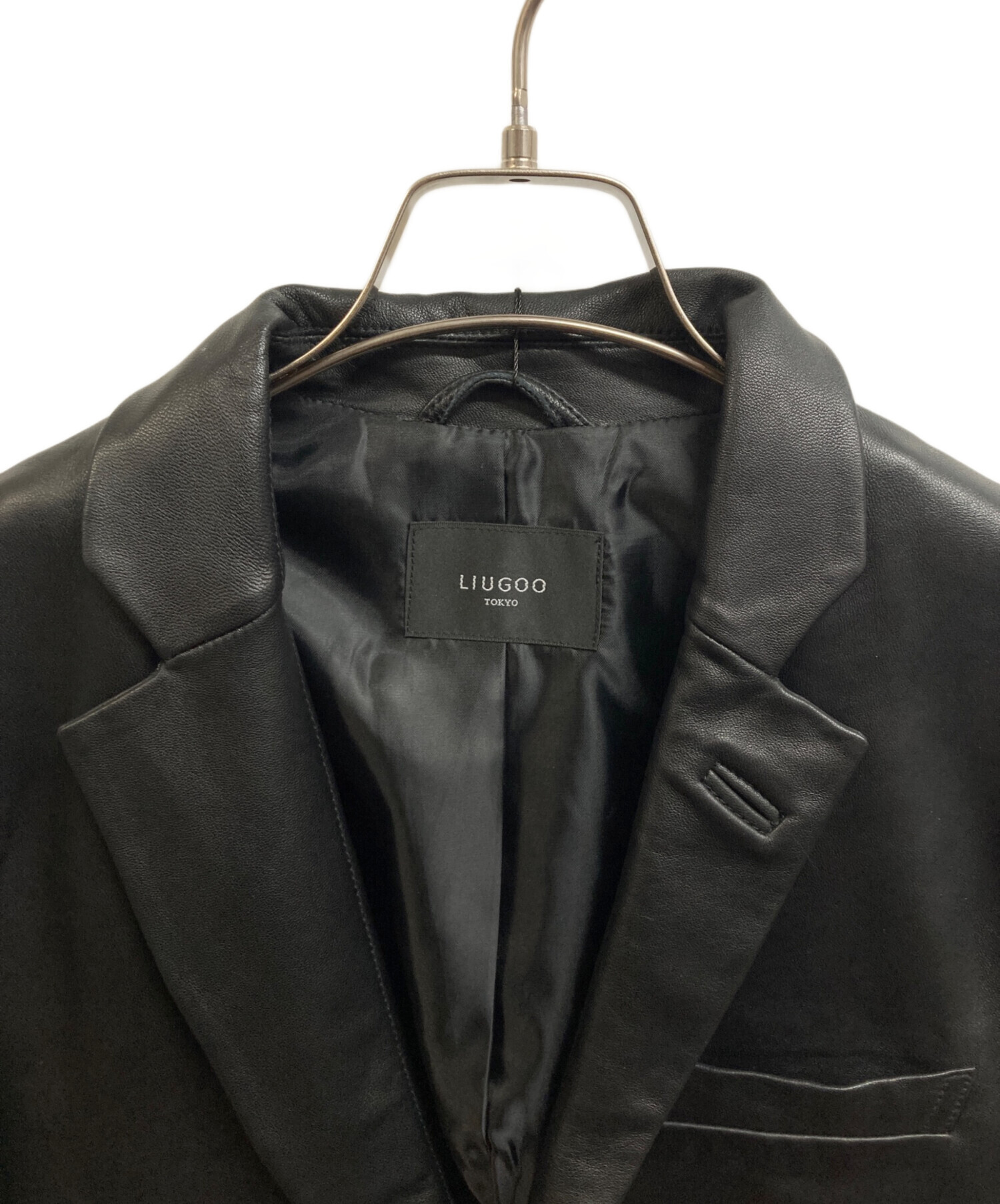 美品 LIUGOO LEATHERS レザー テーラードジャケット ブラック L 
