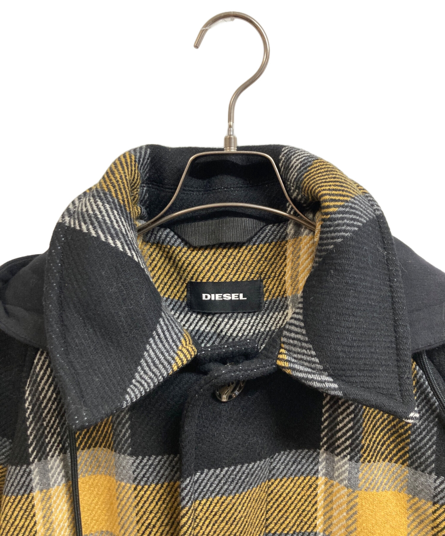 中古・古着通販】DIESEL (ディーゼル) チェックロングコート ブラック