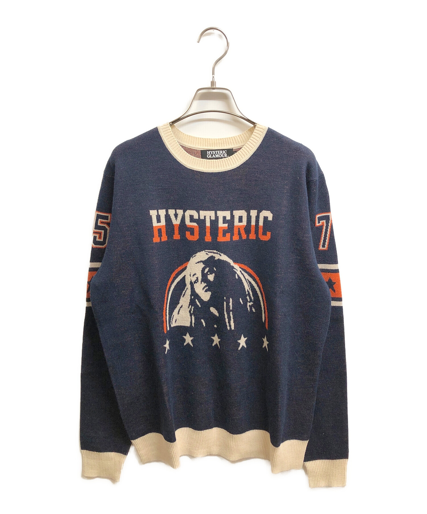 HYSTERIC GLAMOUR ネイビー サマーニット Lサイズ 中古・古着通販】Hysteric Glamour (ヒステリックグラマー) ジャガード