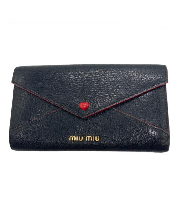 中古・古着通販】MIU MIU (ミュウミュウ) 長財布 ブラック 中古・古着通販】MIU MIU (ミュウミュウ) 長財布 ブラック