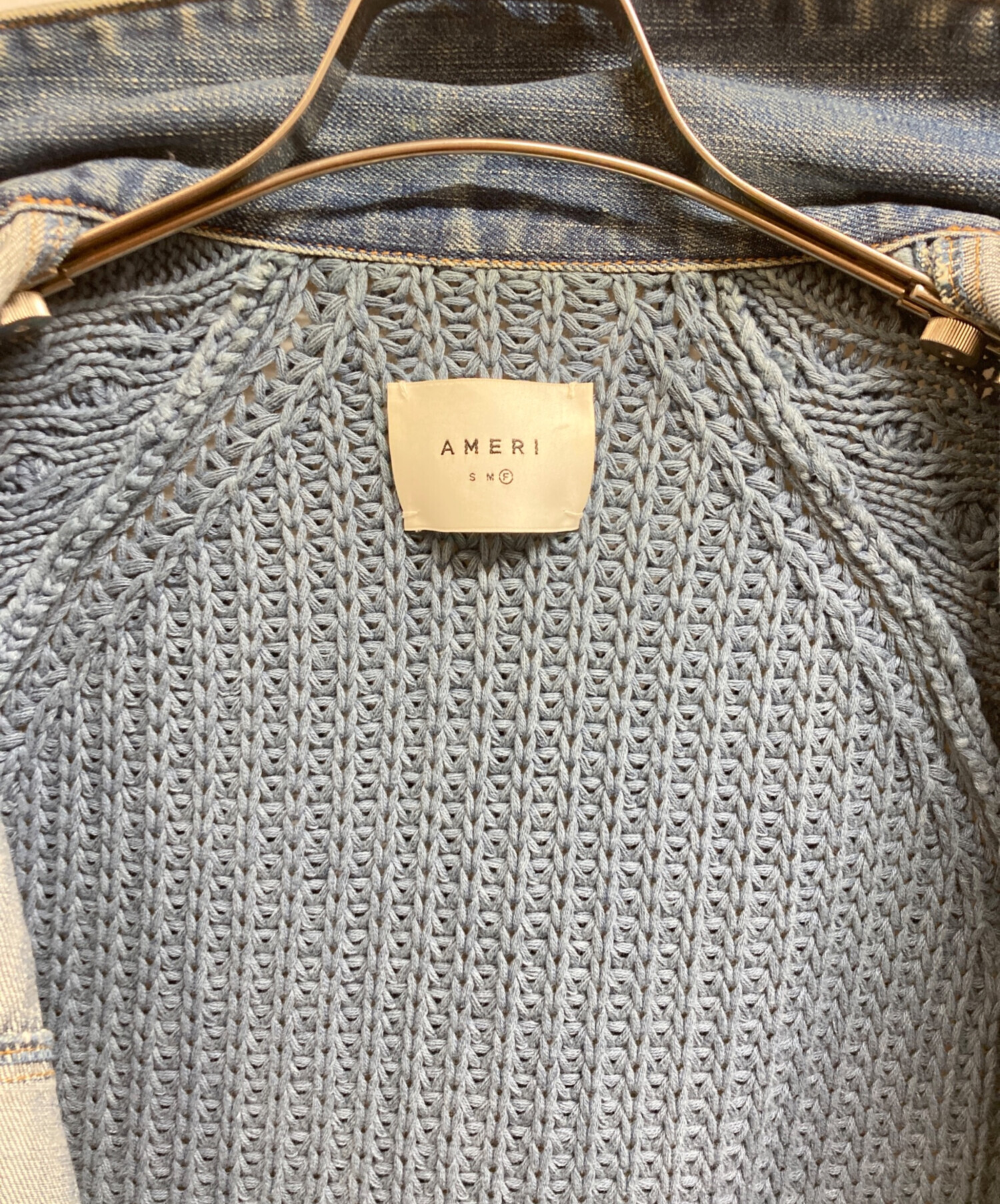 中古・古着通販】Ameri (アメリ) ニットドッキングデニムジャケット