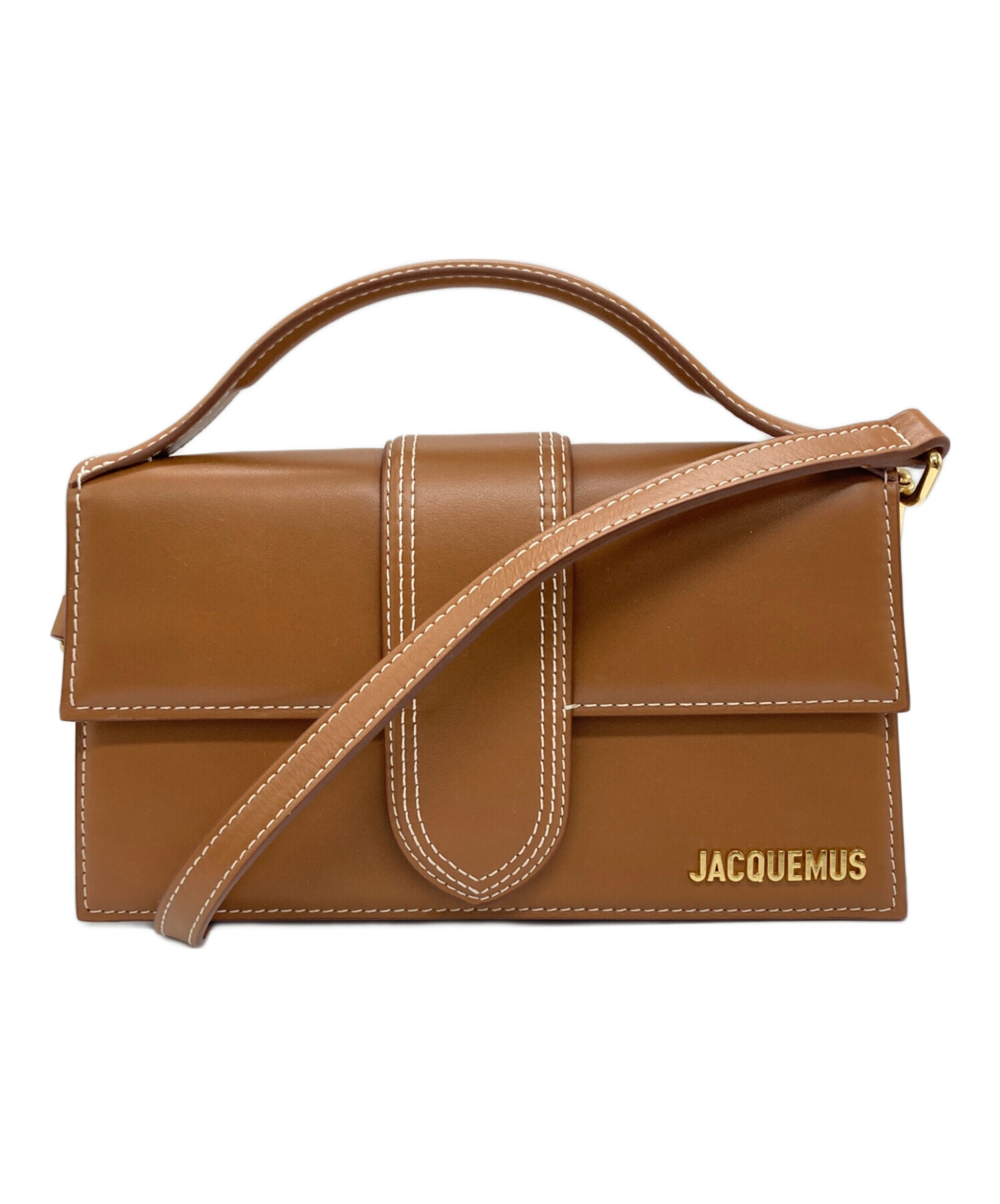 JACQUEMUS ブラウンレザーショルダーバッグ Jacquemus Le Grand Bambino Leather Crossbody Bag | Neiman Marcus