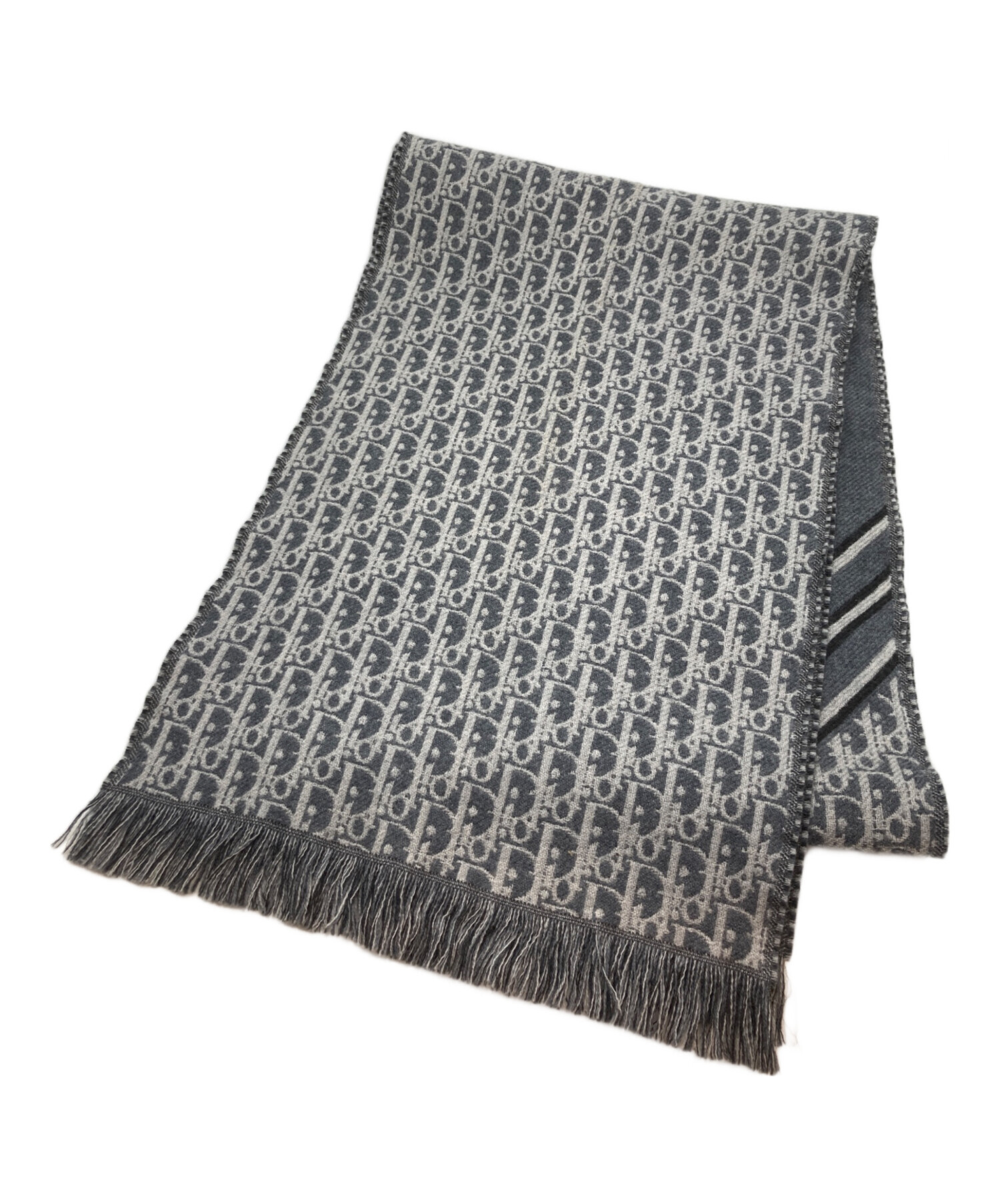 中古・古着通販】DIOR (ディオール) オブリークマフラー グレー