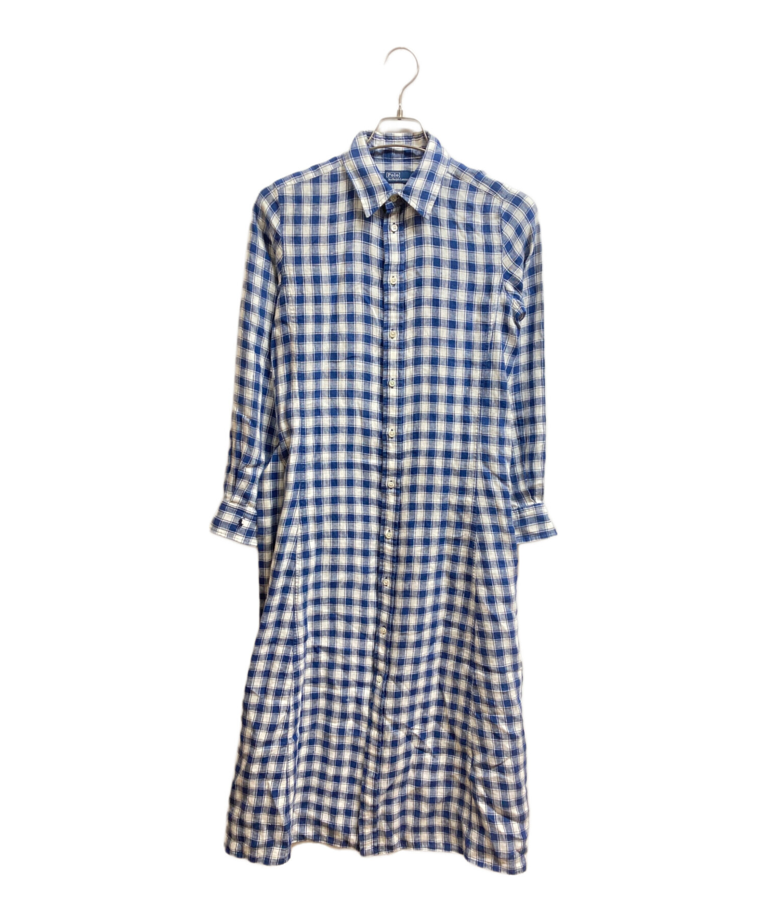【美品】ポロラルフローレン リネン100% ロングシャツワンピース 近年モデル 中古・古着通販】POLO RALPH LAUREN (ポロ・ラルフローレン) リネン